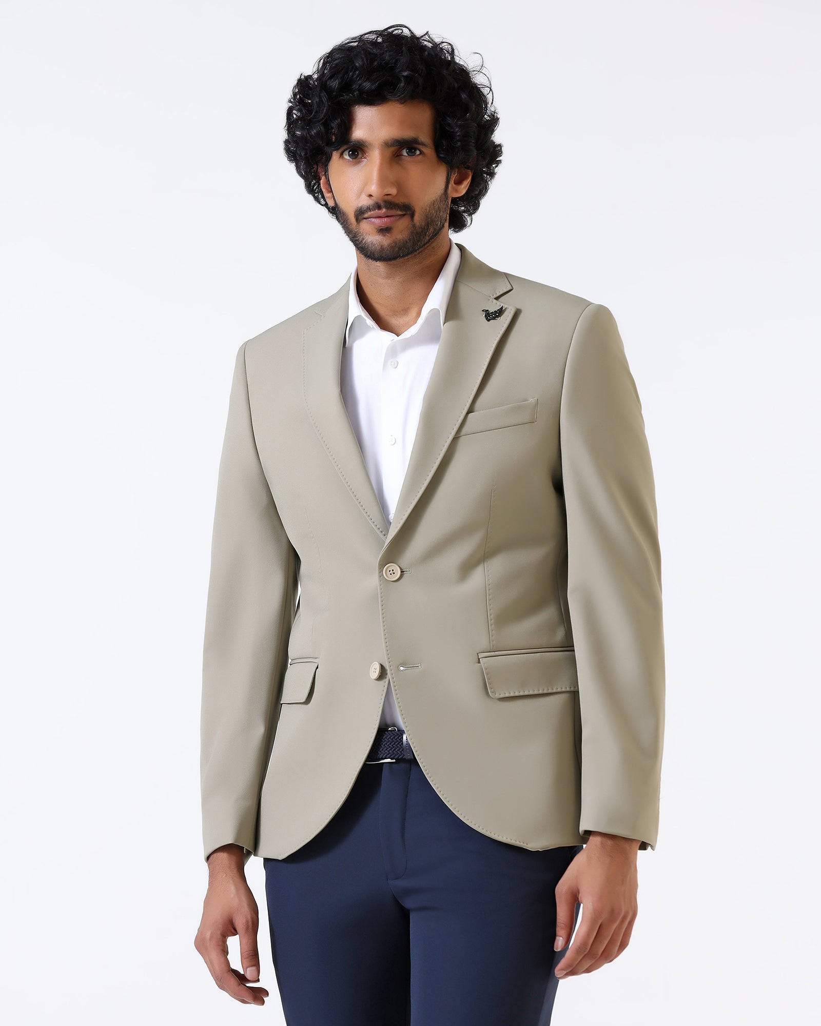 Beige TechPro Solid Blazer - Ron
