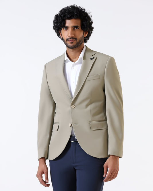 Beige TechPro Solid Blazer - Ron