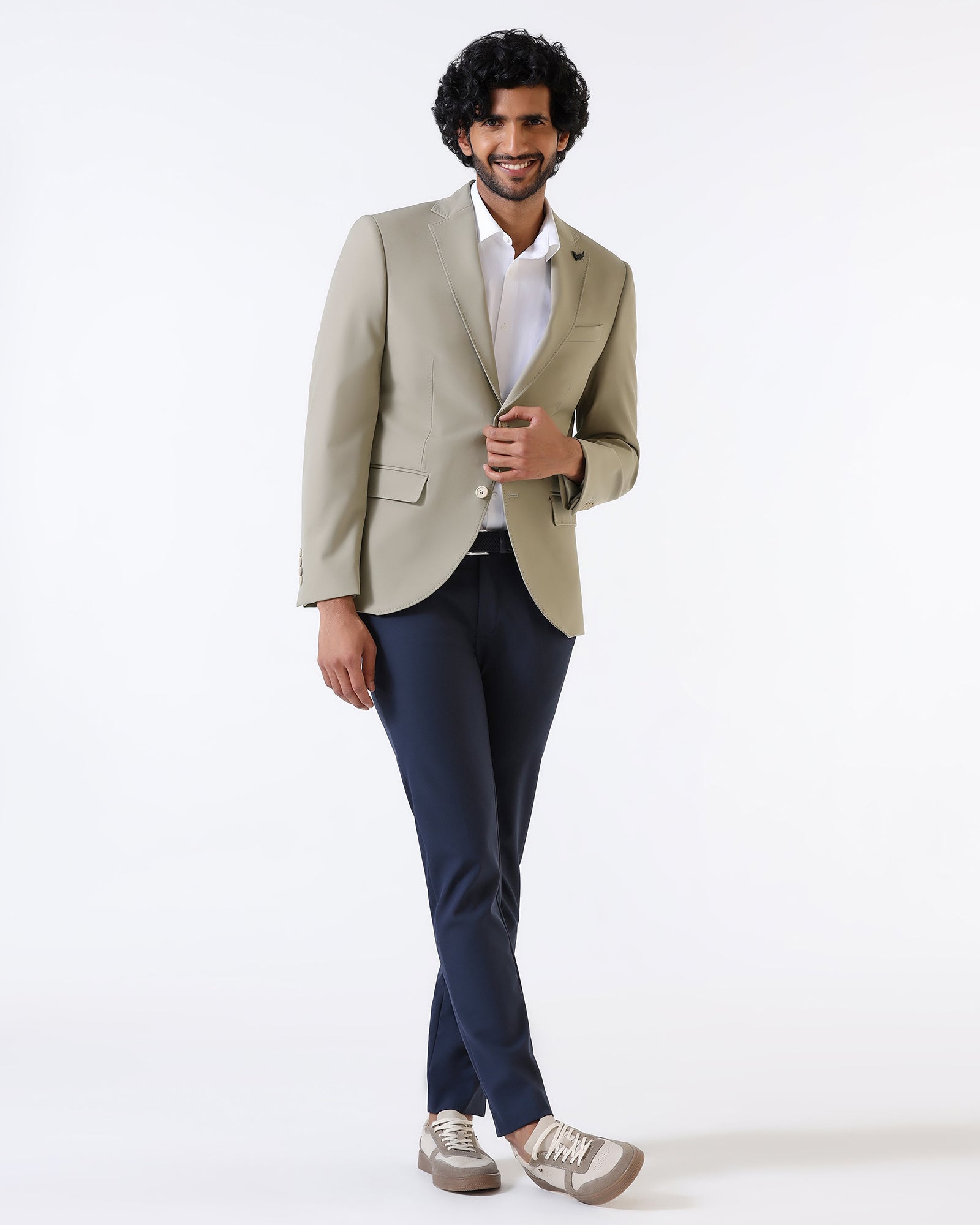 Beige TechPro Solid Blazer - Ron