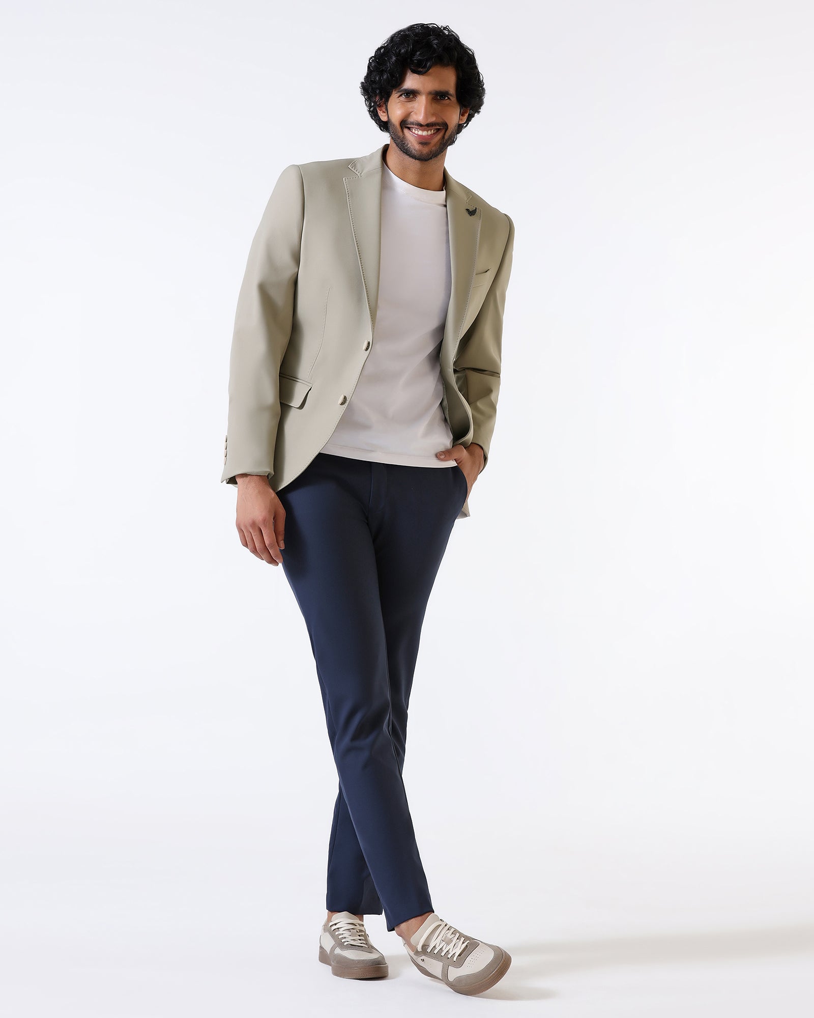 Beige TechPro Solid Blazer - Ron