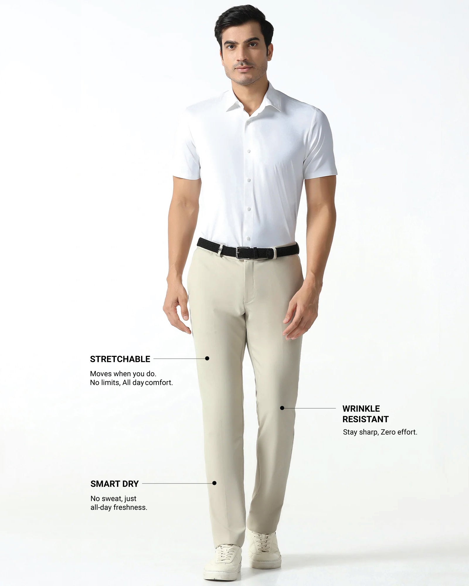 Beige Techpro Solid Trouser - Ashley