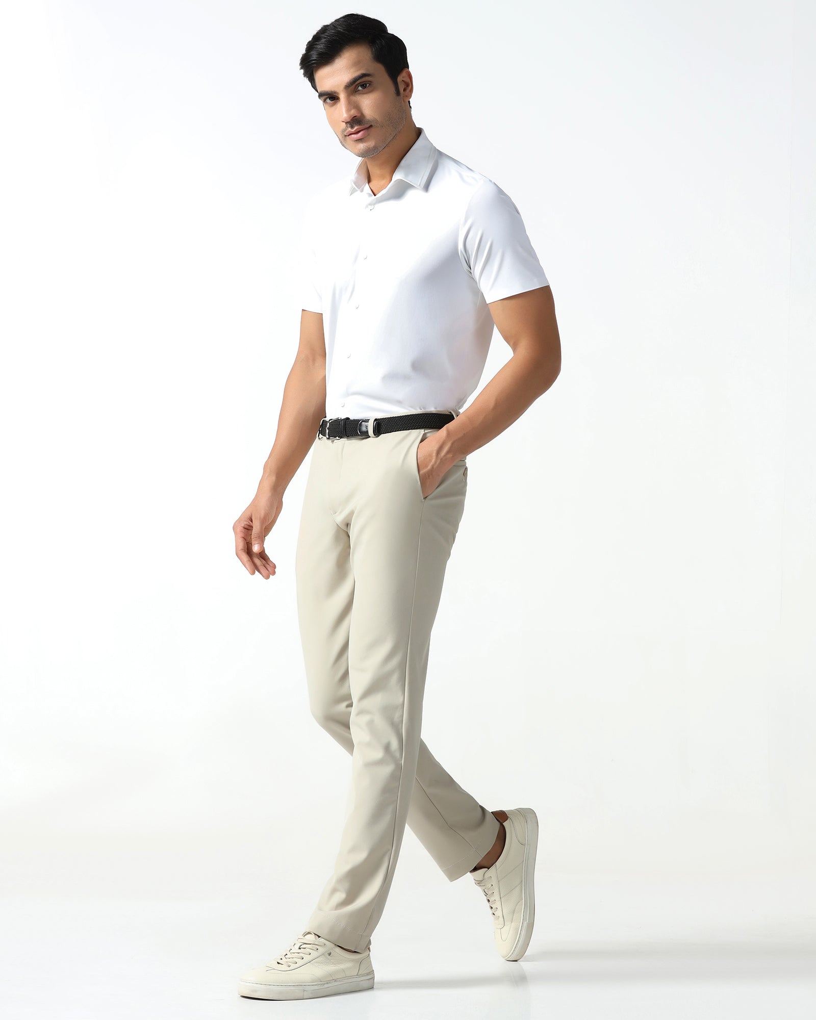 Beige Techpro Solid Trouser - Ashley