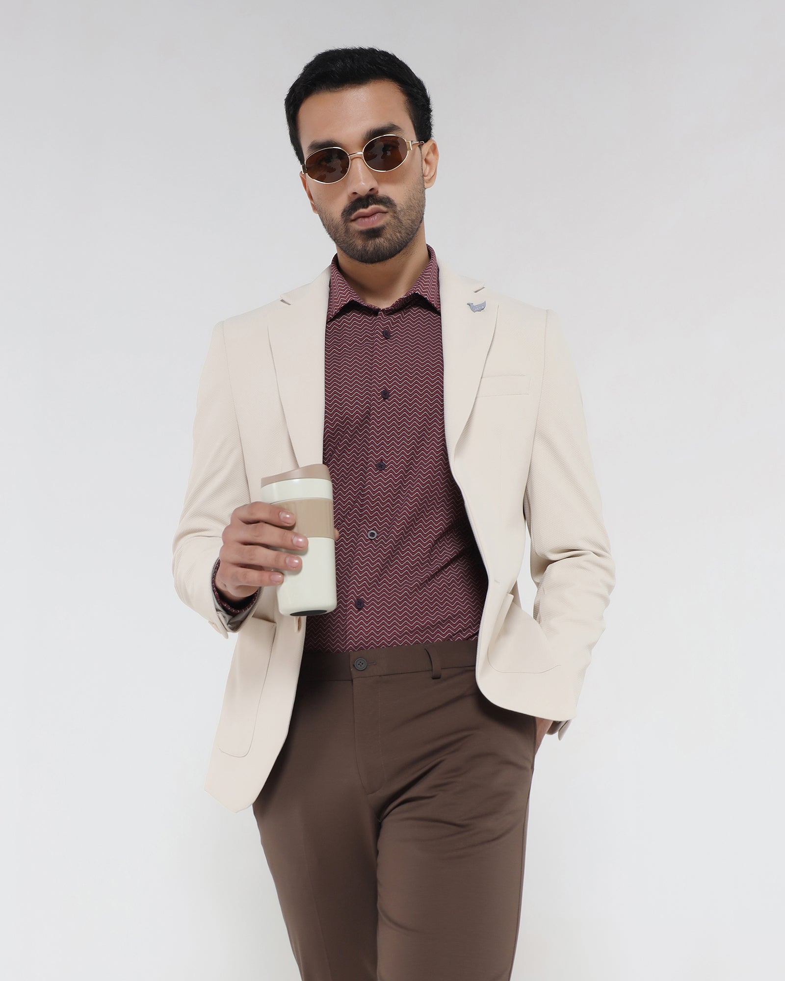 Beige TechPro Textured Blazer - Rodrygo