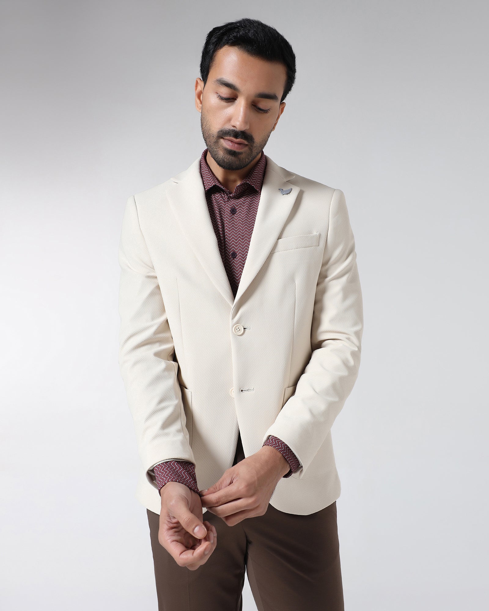 Beige TechPro Textured Blazer - Rodrygo