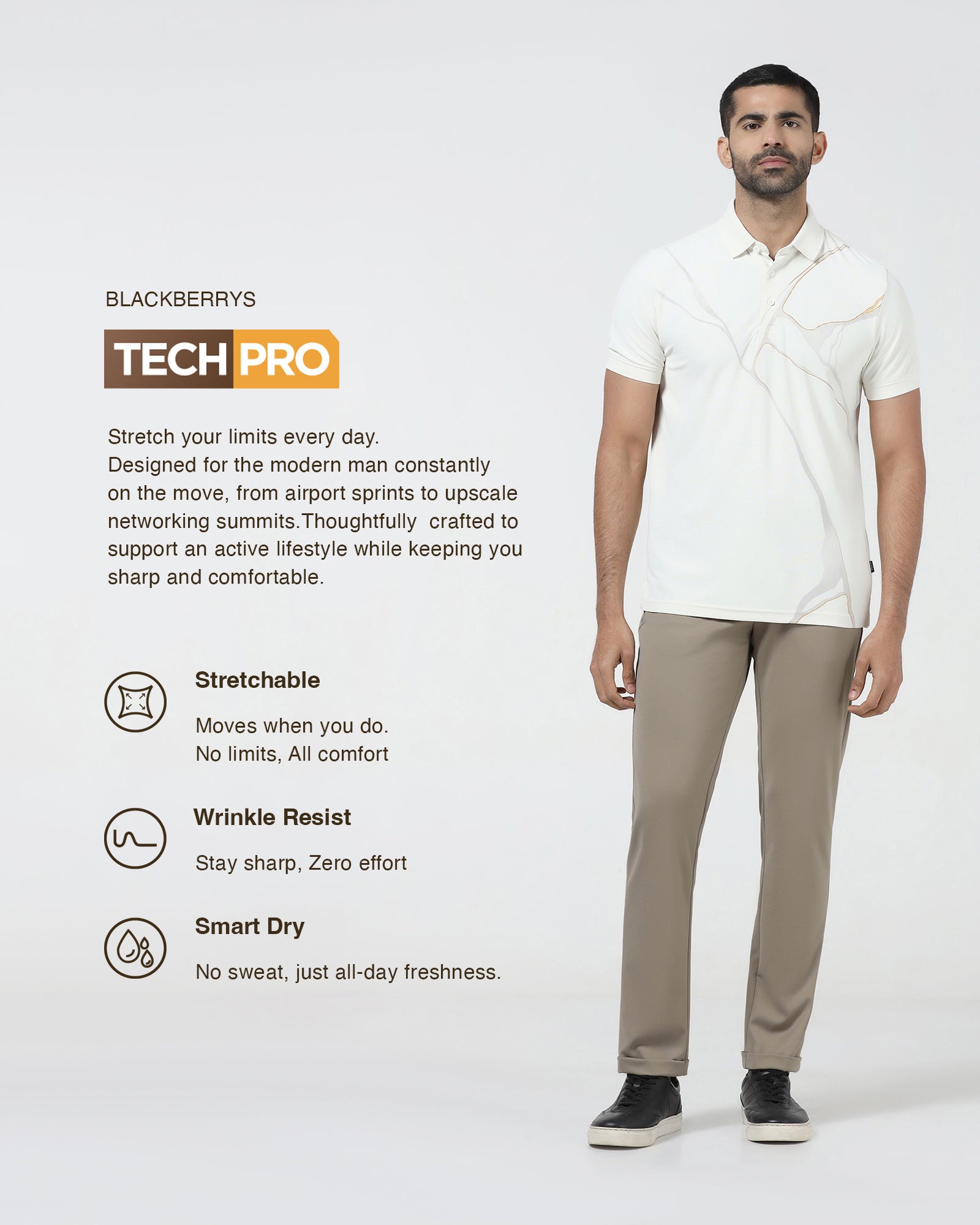 Beige TechPro Textured Trouser - Meteor