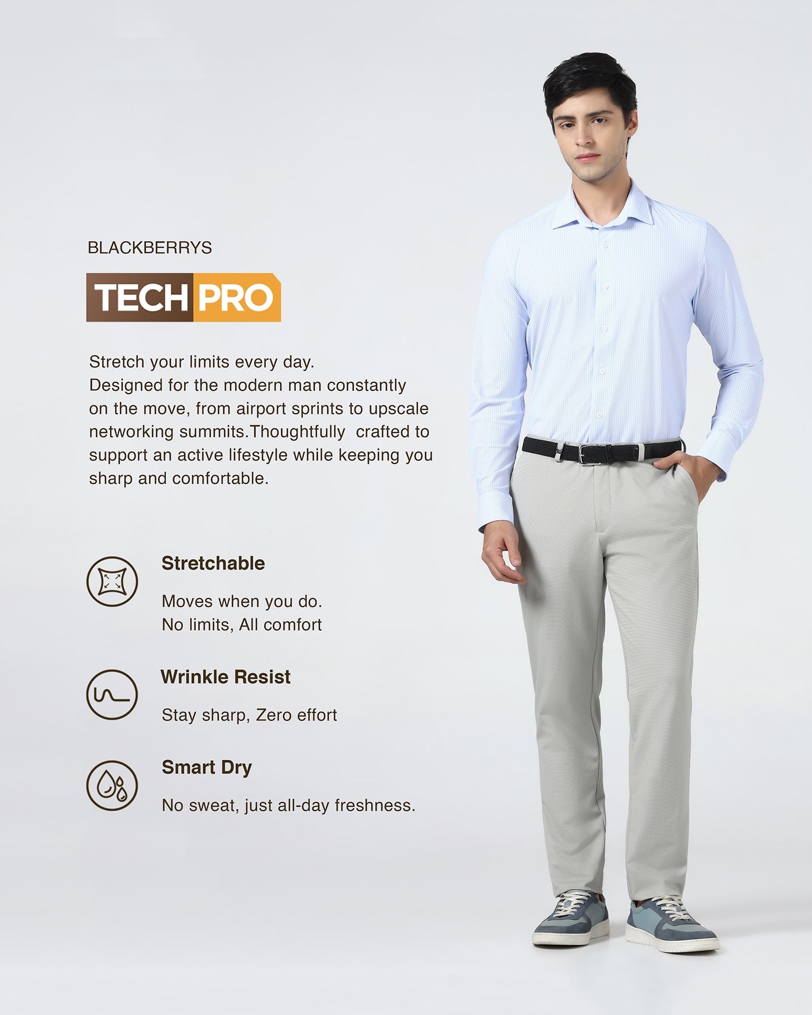 Beige TechPro Textured Trouser - Wayne