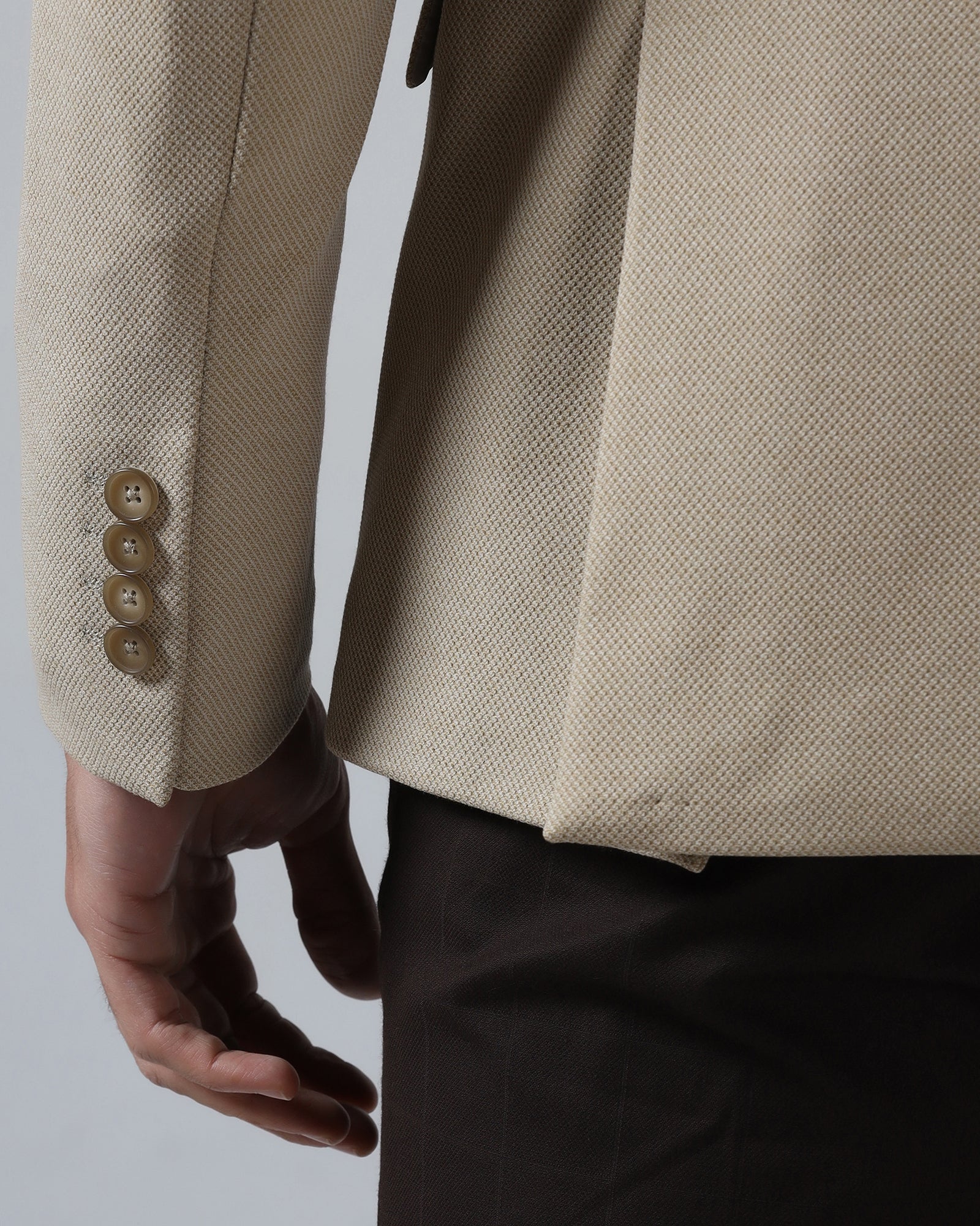 Beige Textured Blazer - Jevlon
