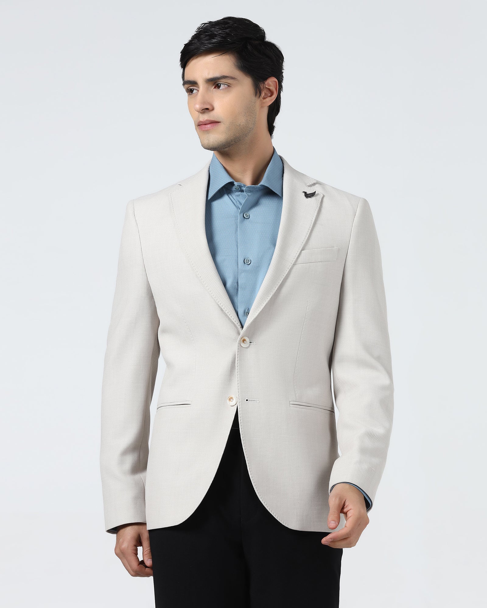 Beige Textured Blazer - Nico