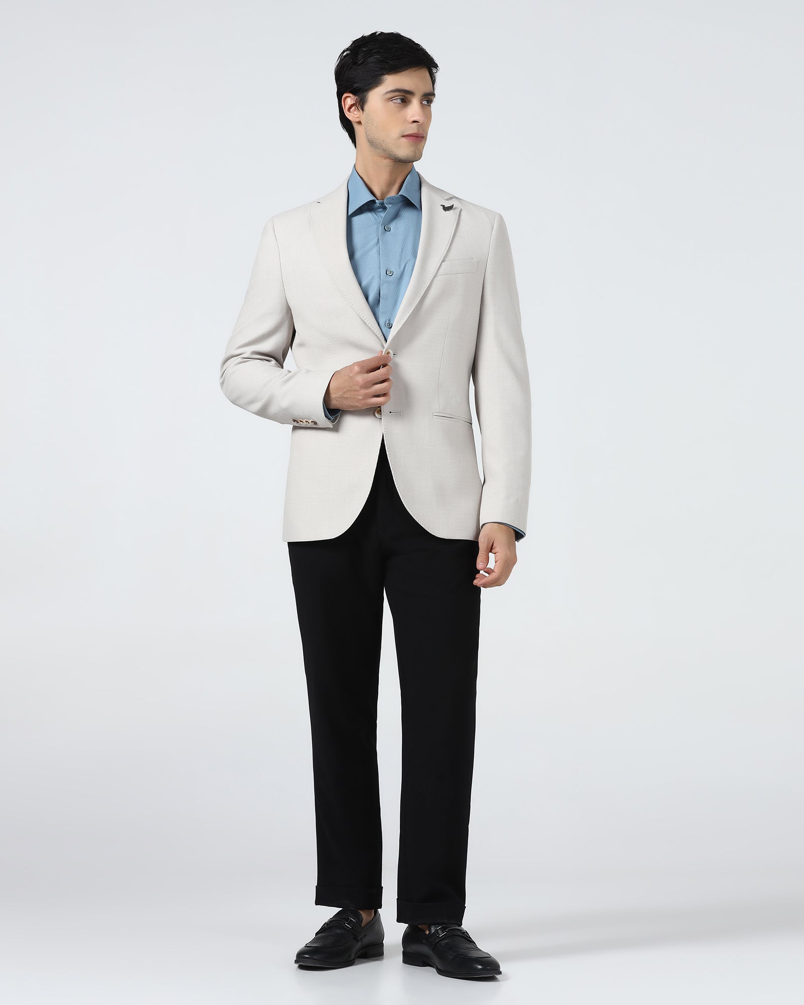 Beige Textured Blazer - Nico