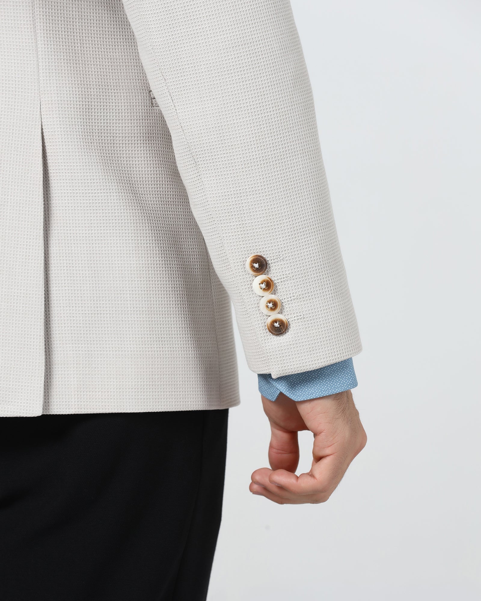 Beige Textured Blazer - Nico