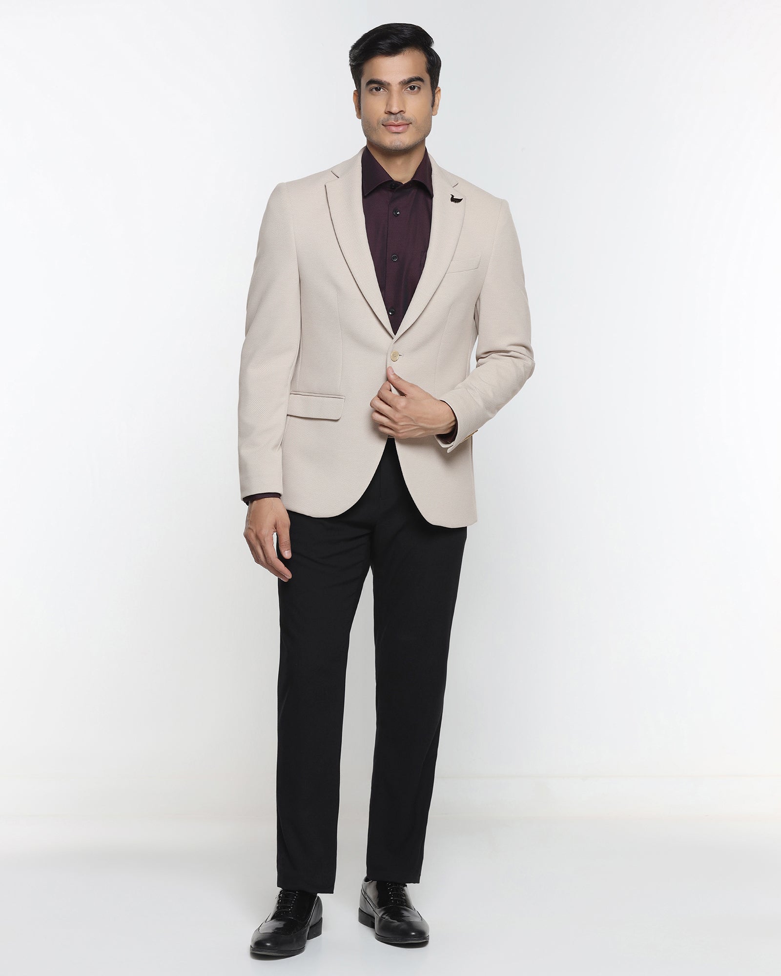 Beige Textured Blazer - Revlon