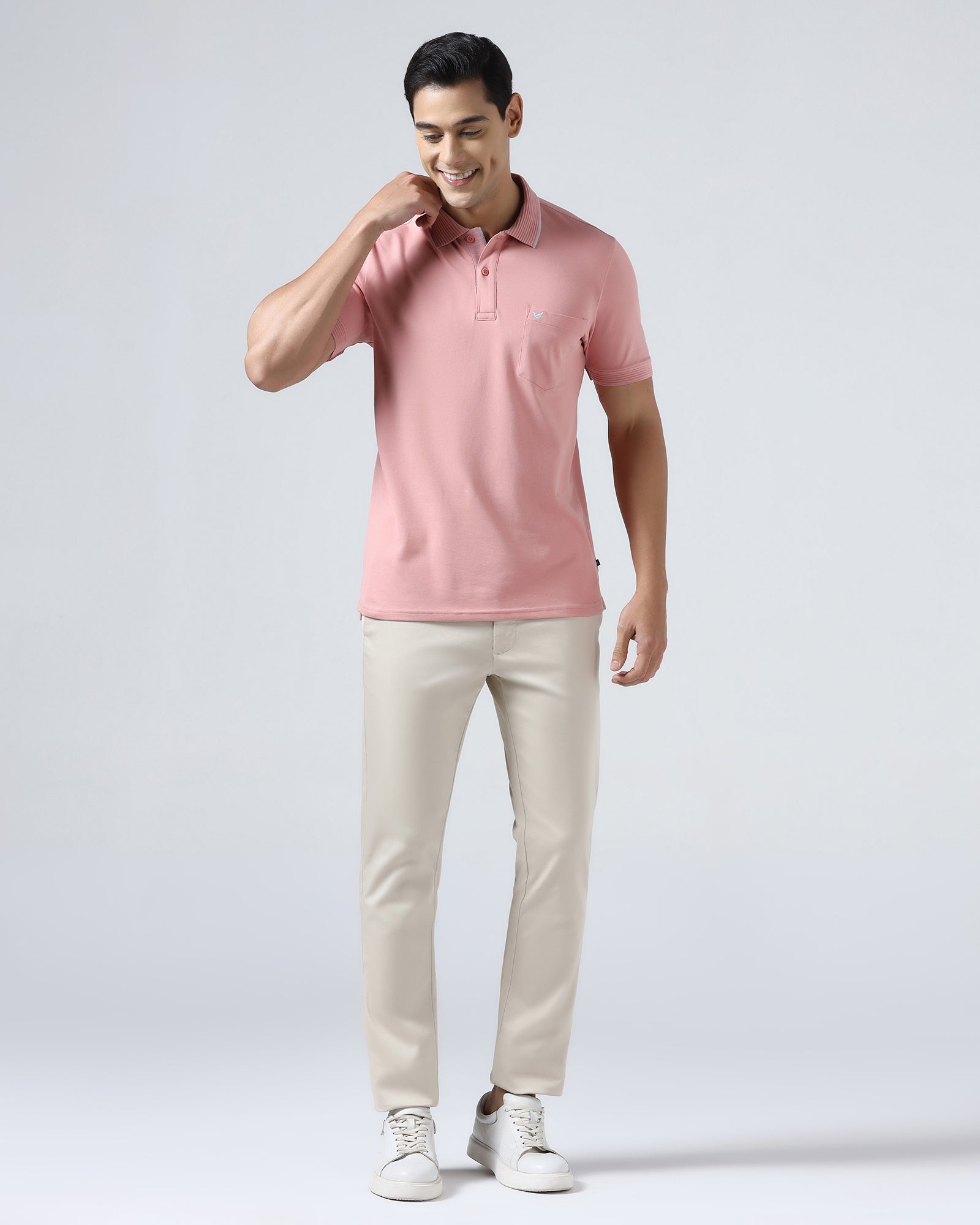 Beige Textured Khakis - Aurea