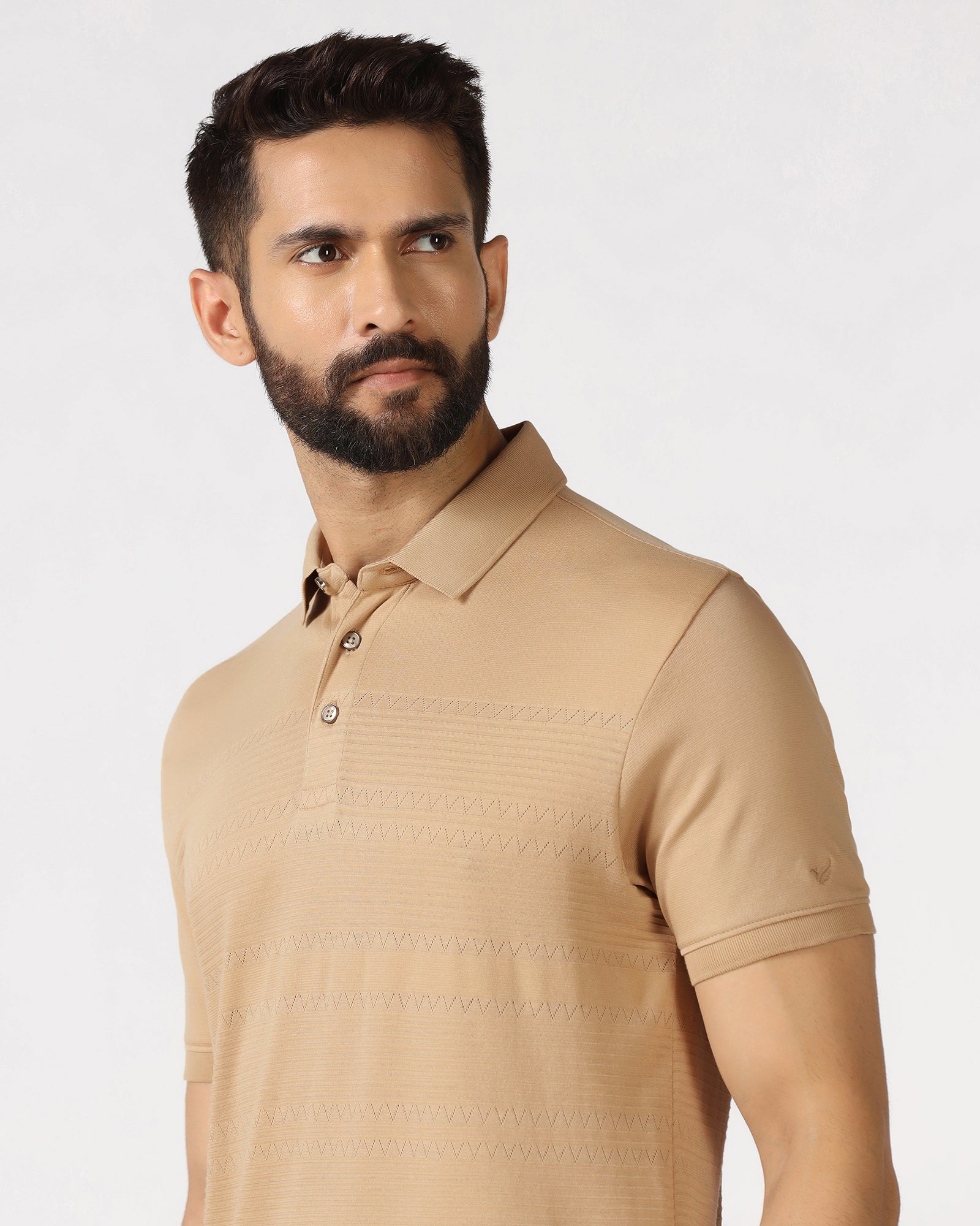 Beige Textured Polo - Jap