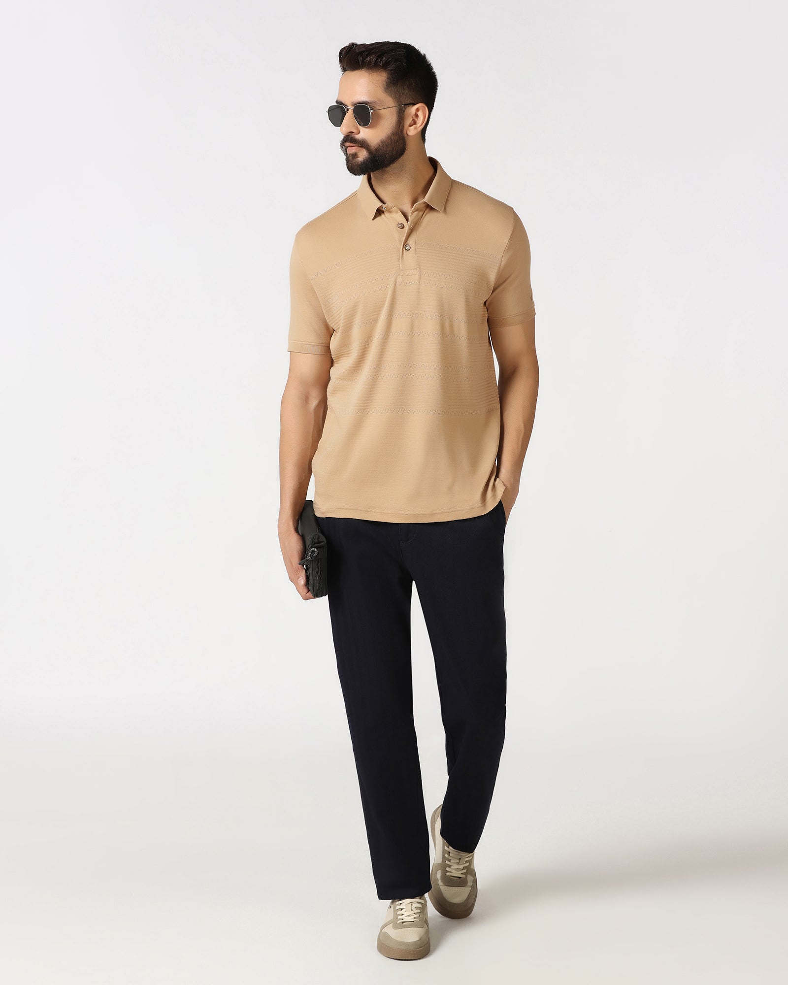 Beige Textured Polo - Jap