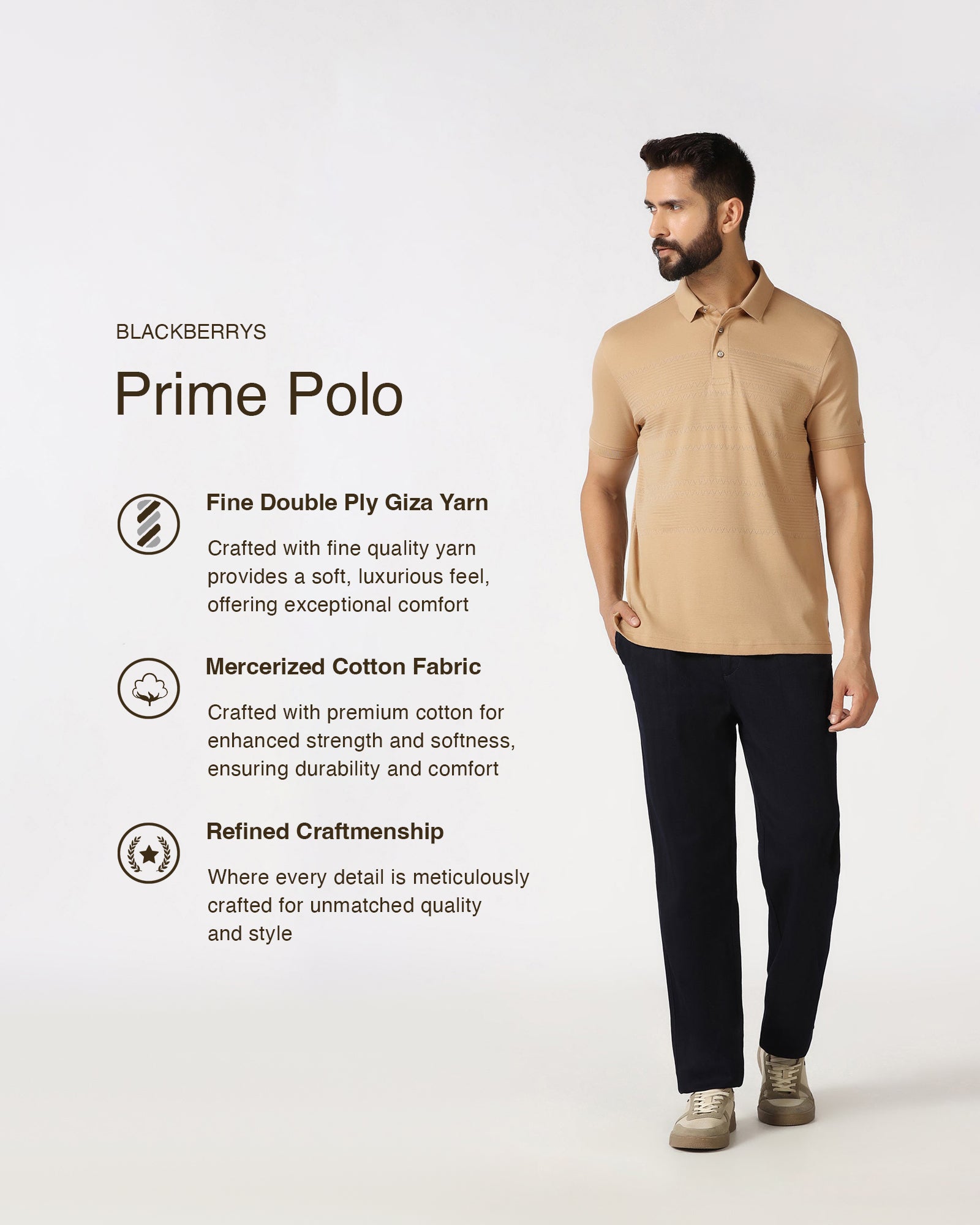 Beige Textured Polo - Jap