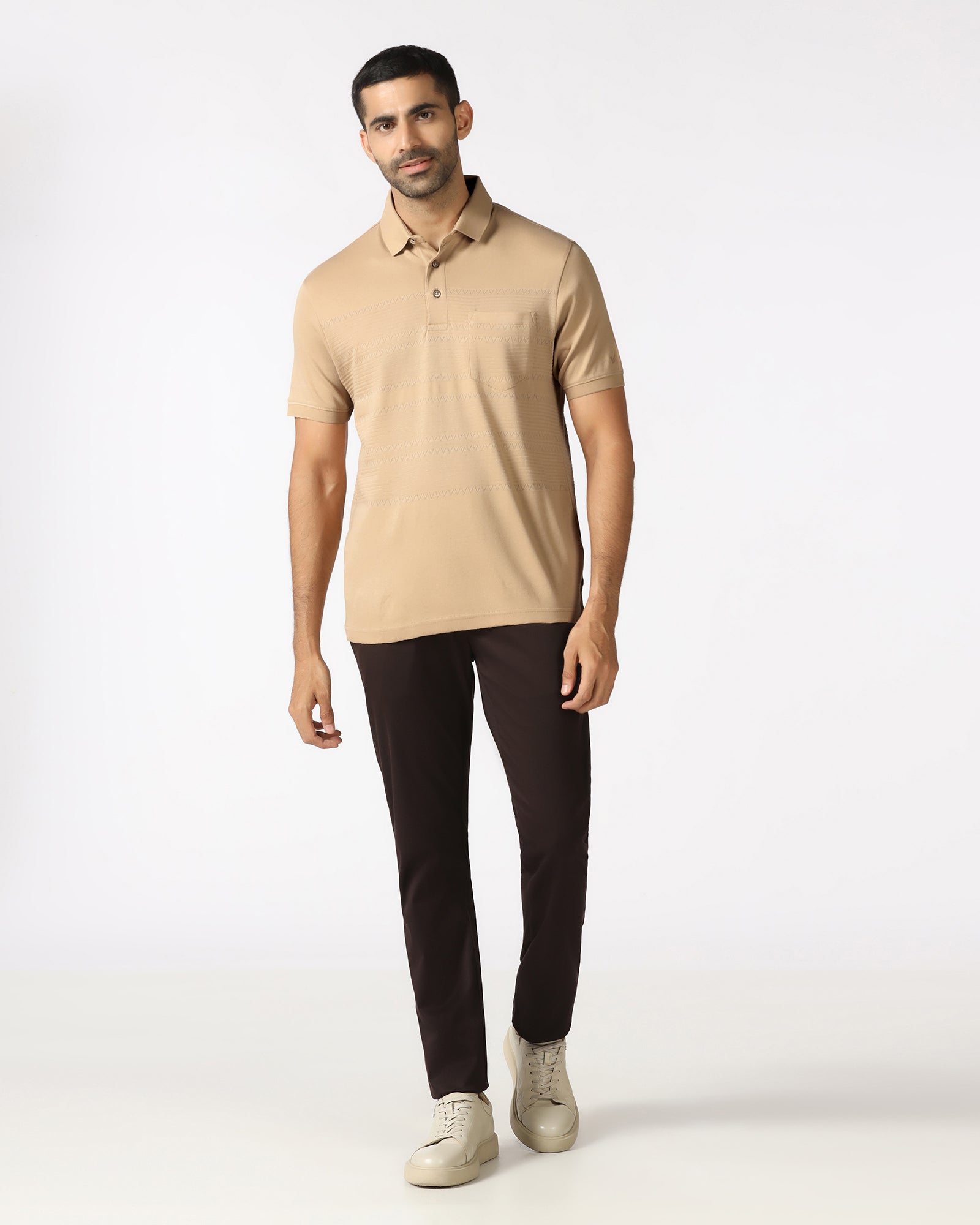 Beige Textured Polo - Jap