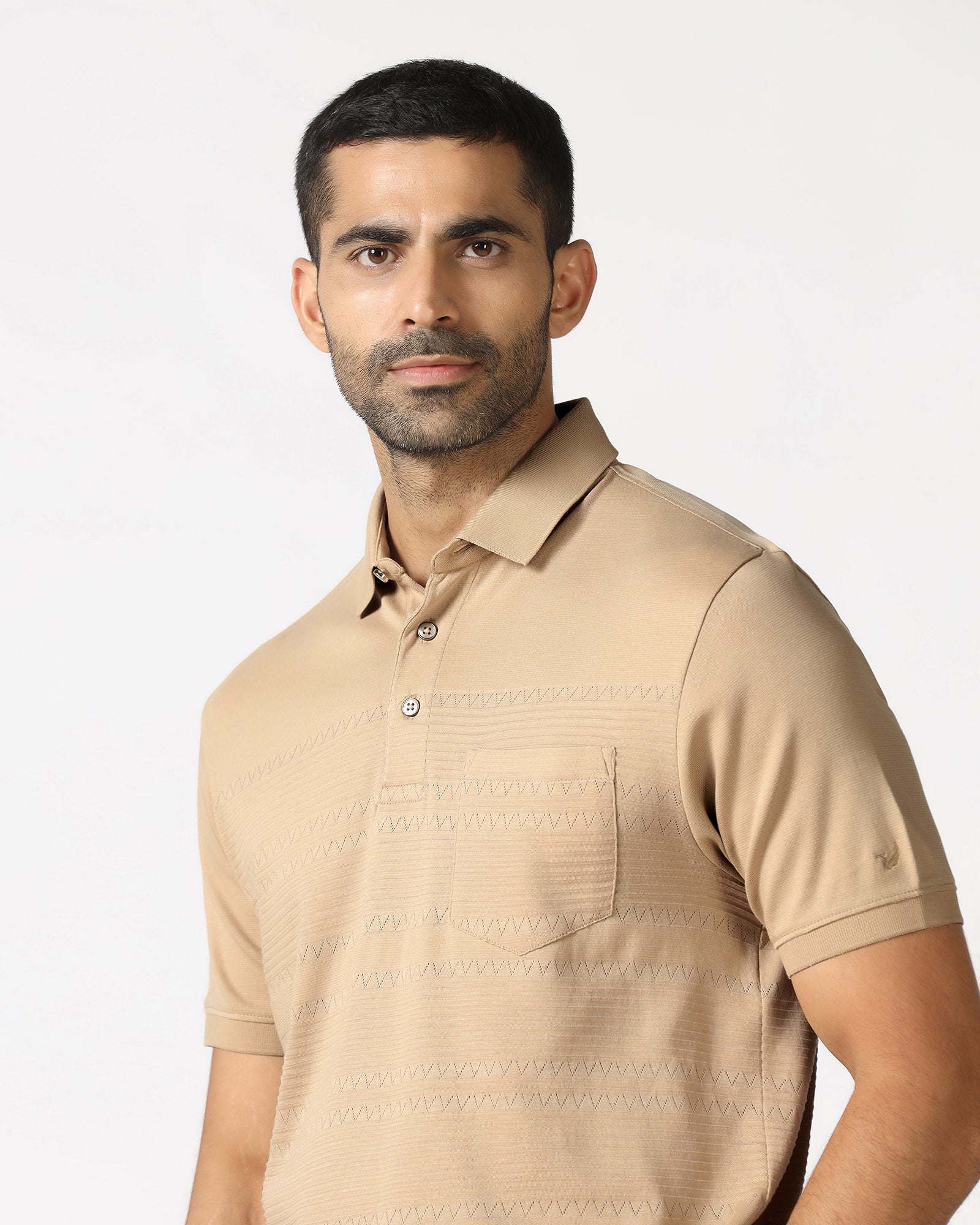 Beige Textured Polo - Jap