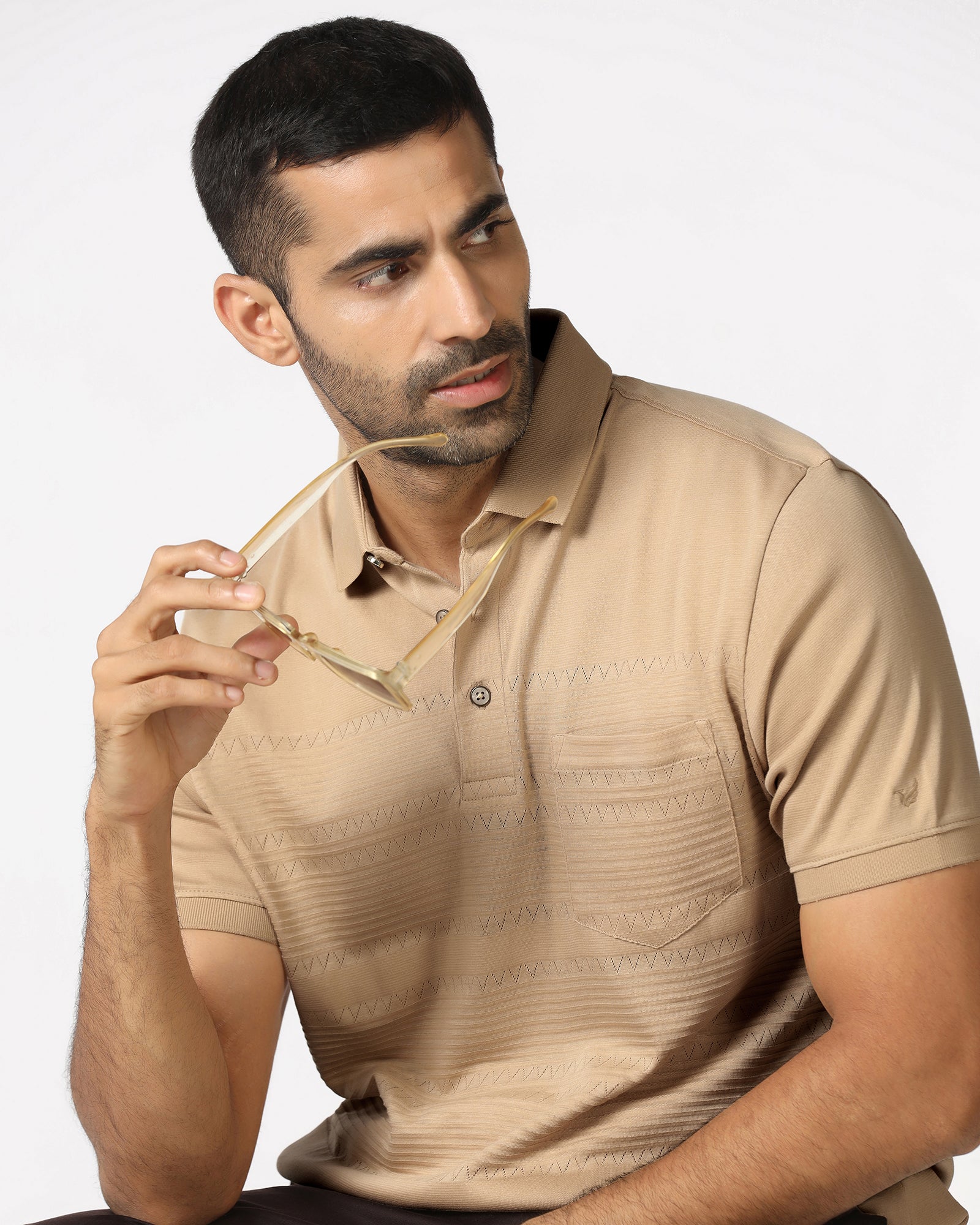 Beige Textured Polo - Jap