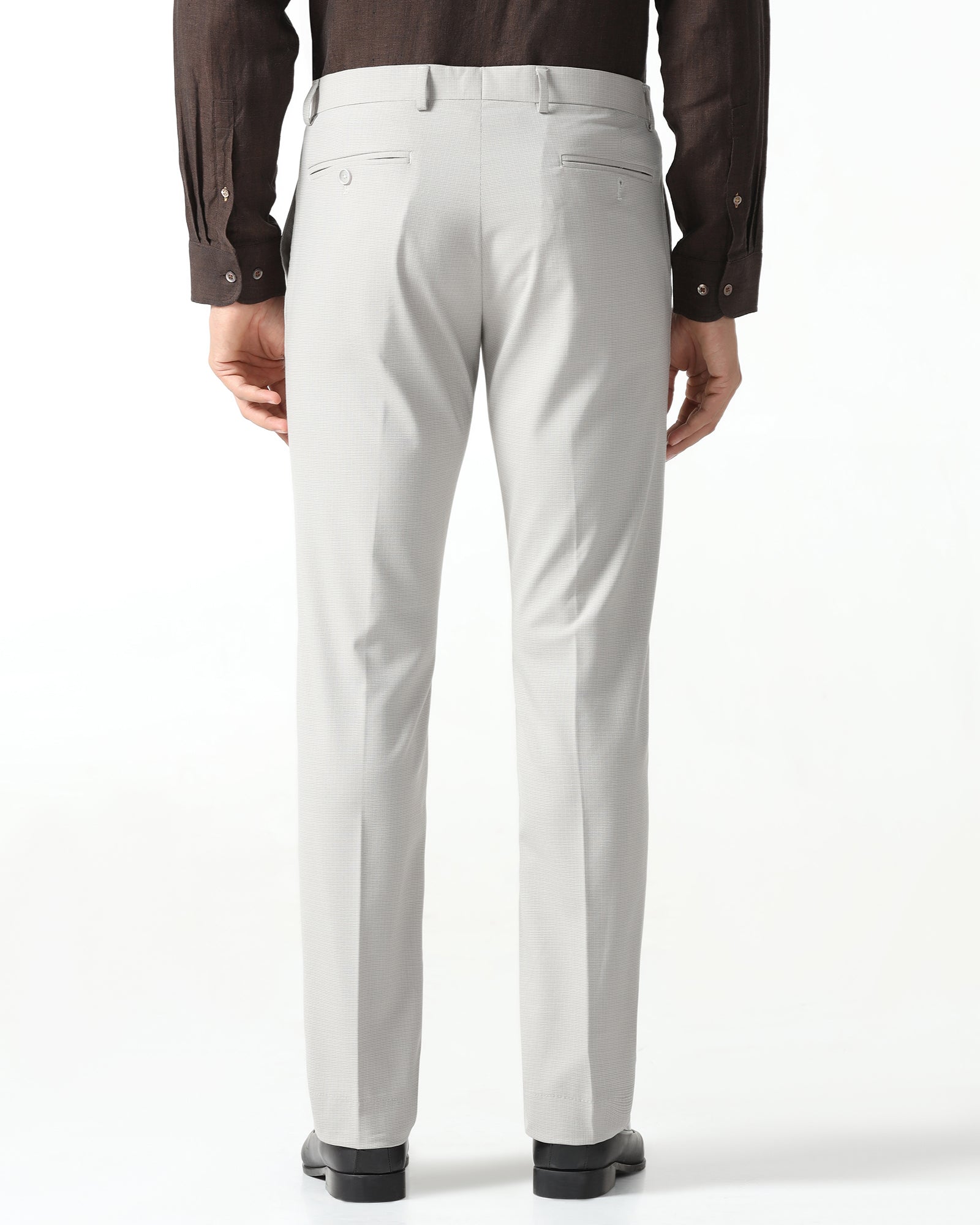 Beige Textured Trouser - Barrel