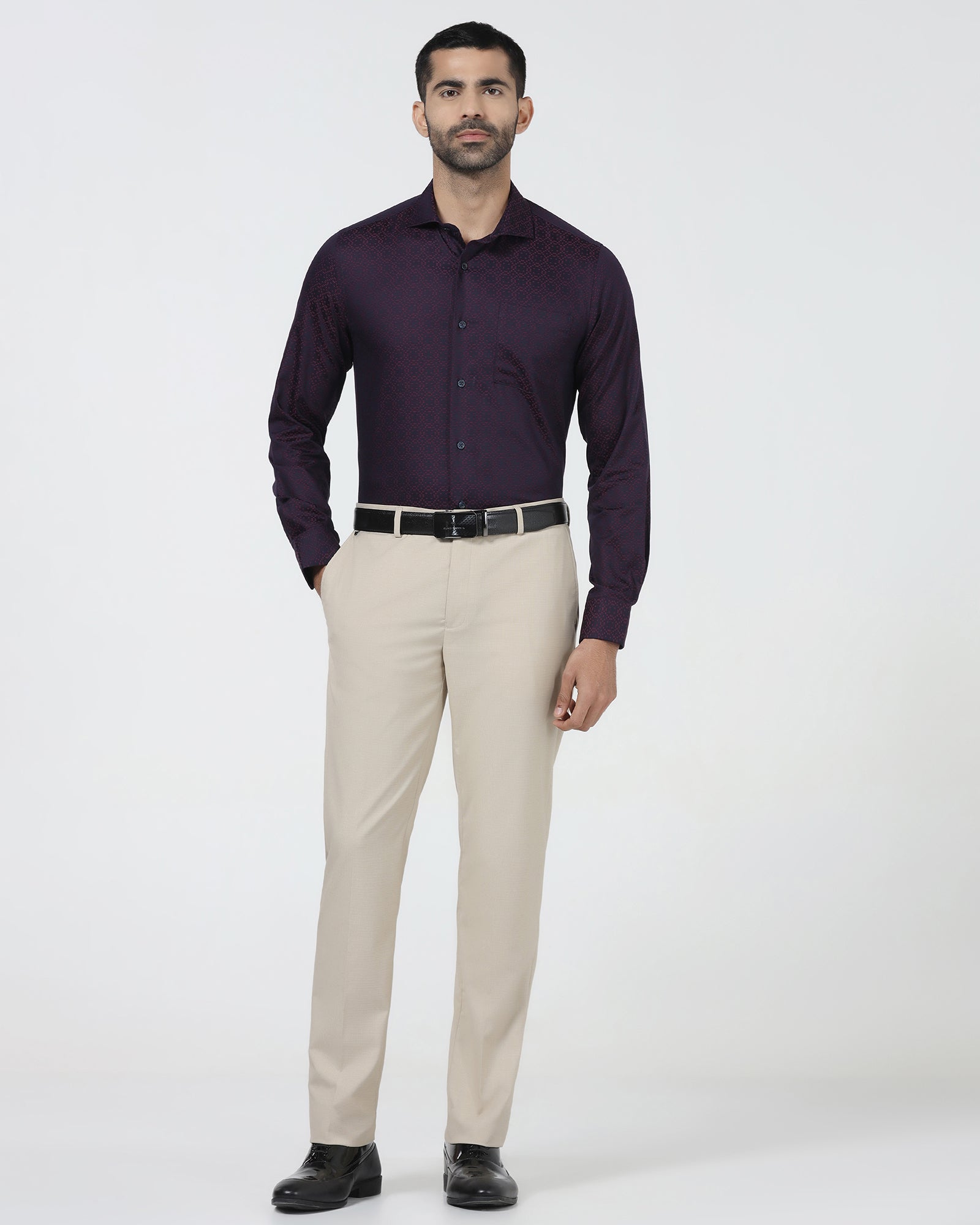 Beige Textured Trouser - Bernardo