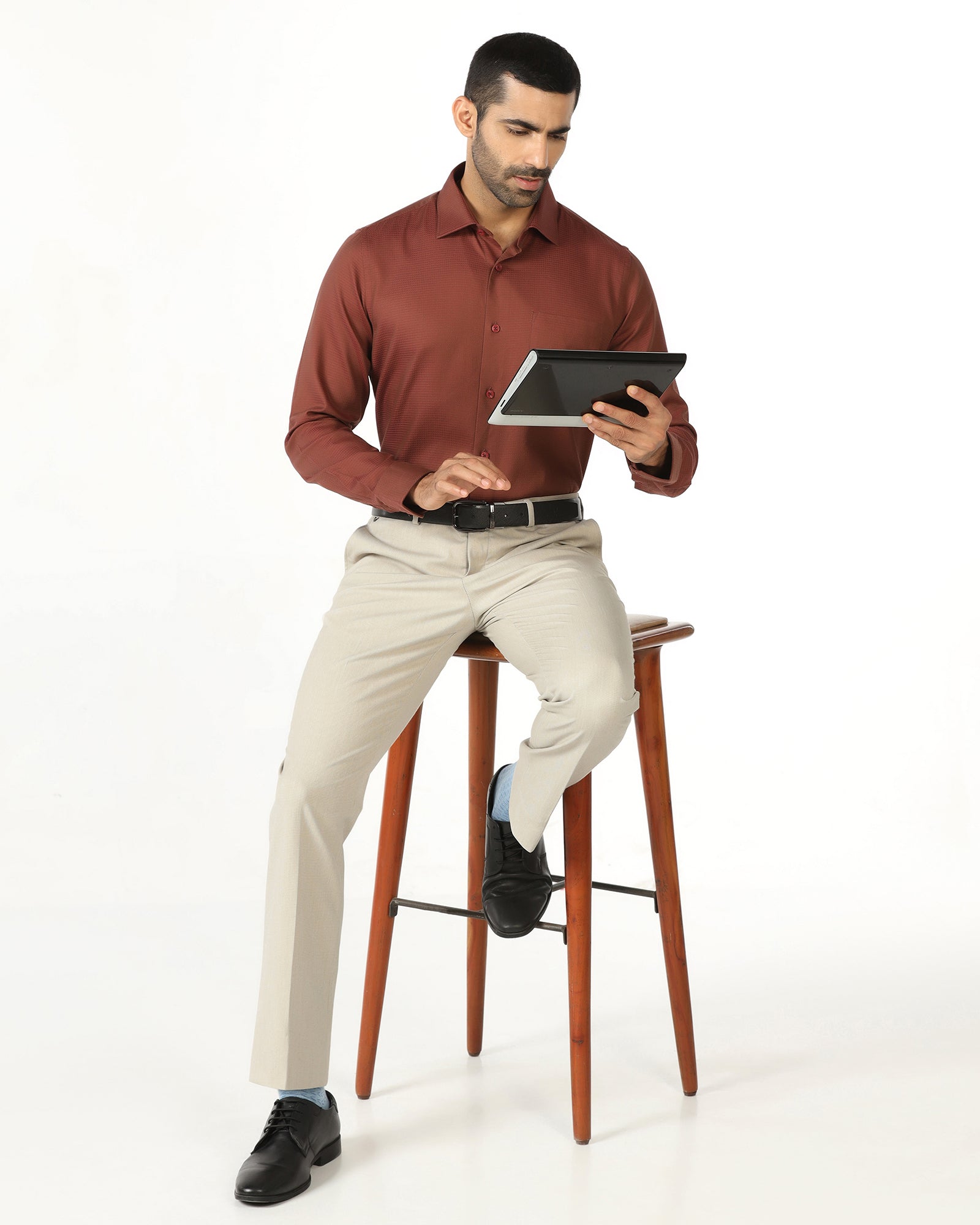 Beige Textured Trouser - Chivas