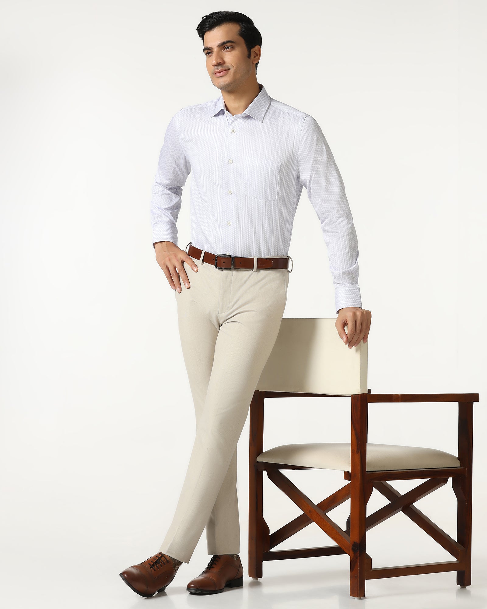 Beige Textured Trouser - Chivas