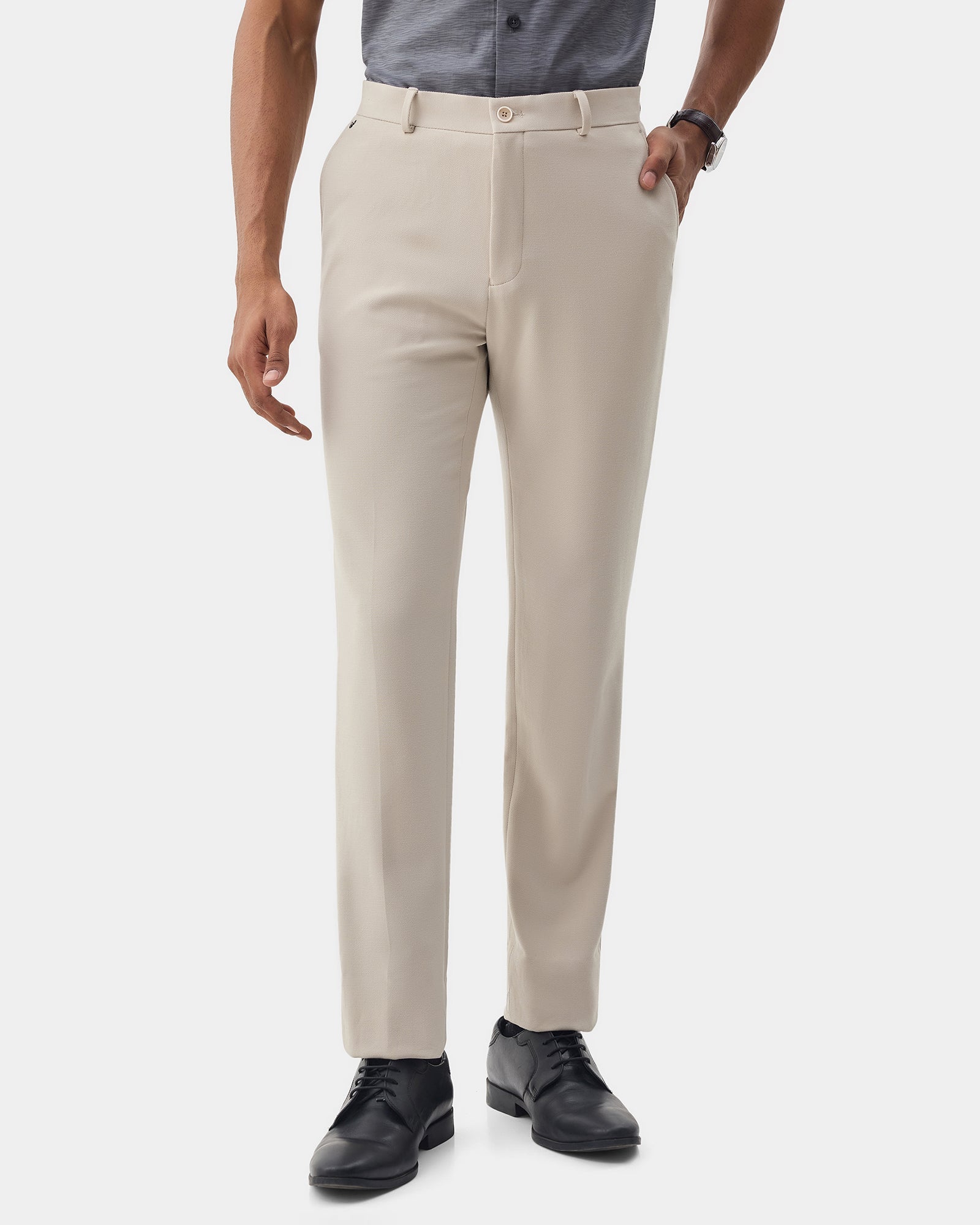 Beige Textured Trouser - Jona