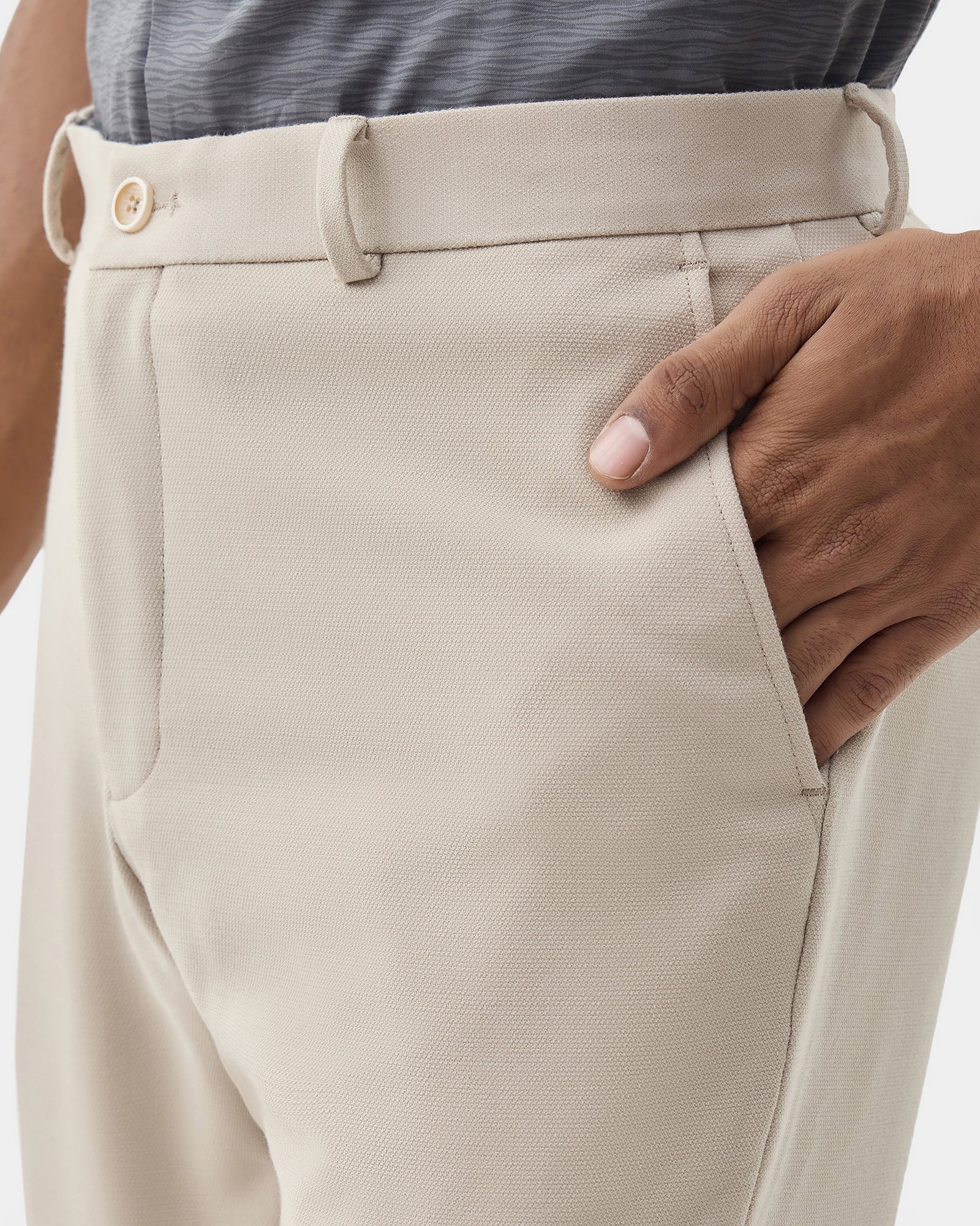Beige Textured Trouser - Jona