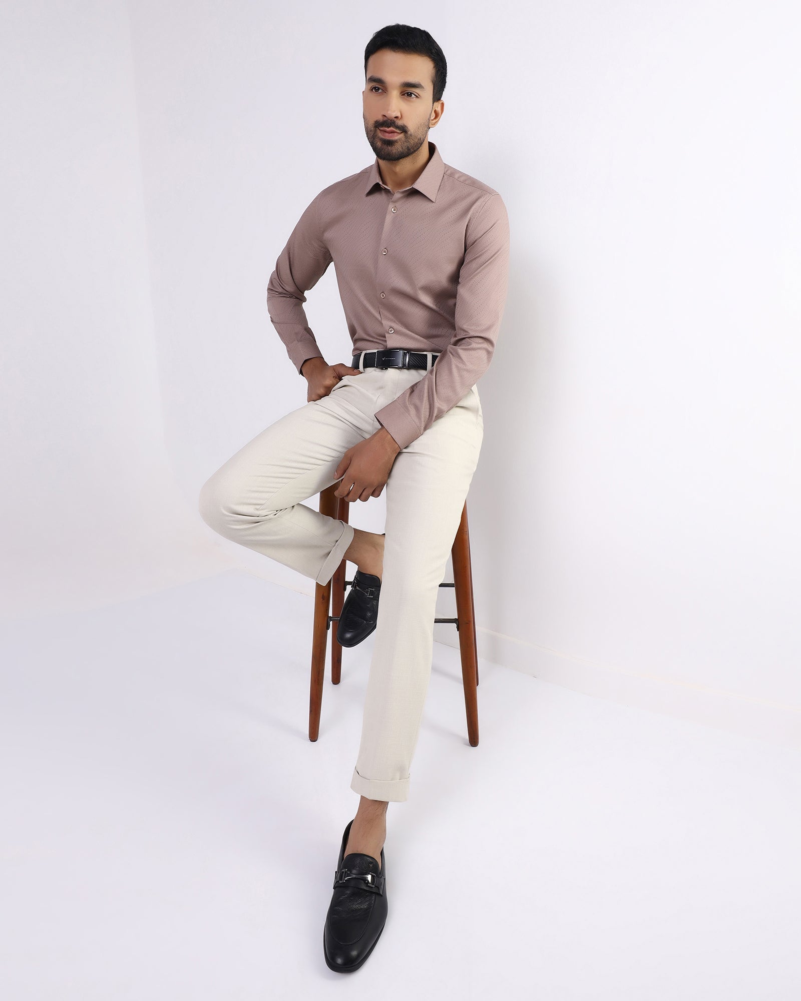 Beige Textured Trouser - Marta