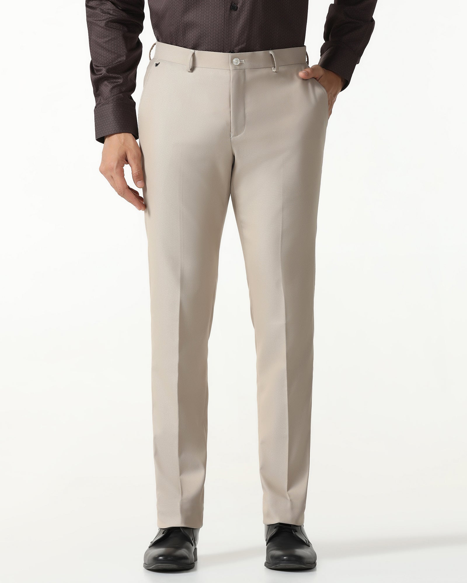 Beige Textured Trouser - Monk