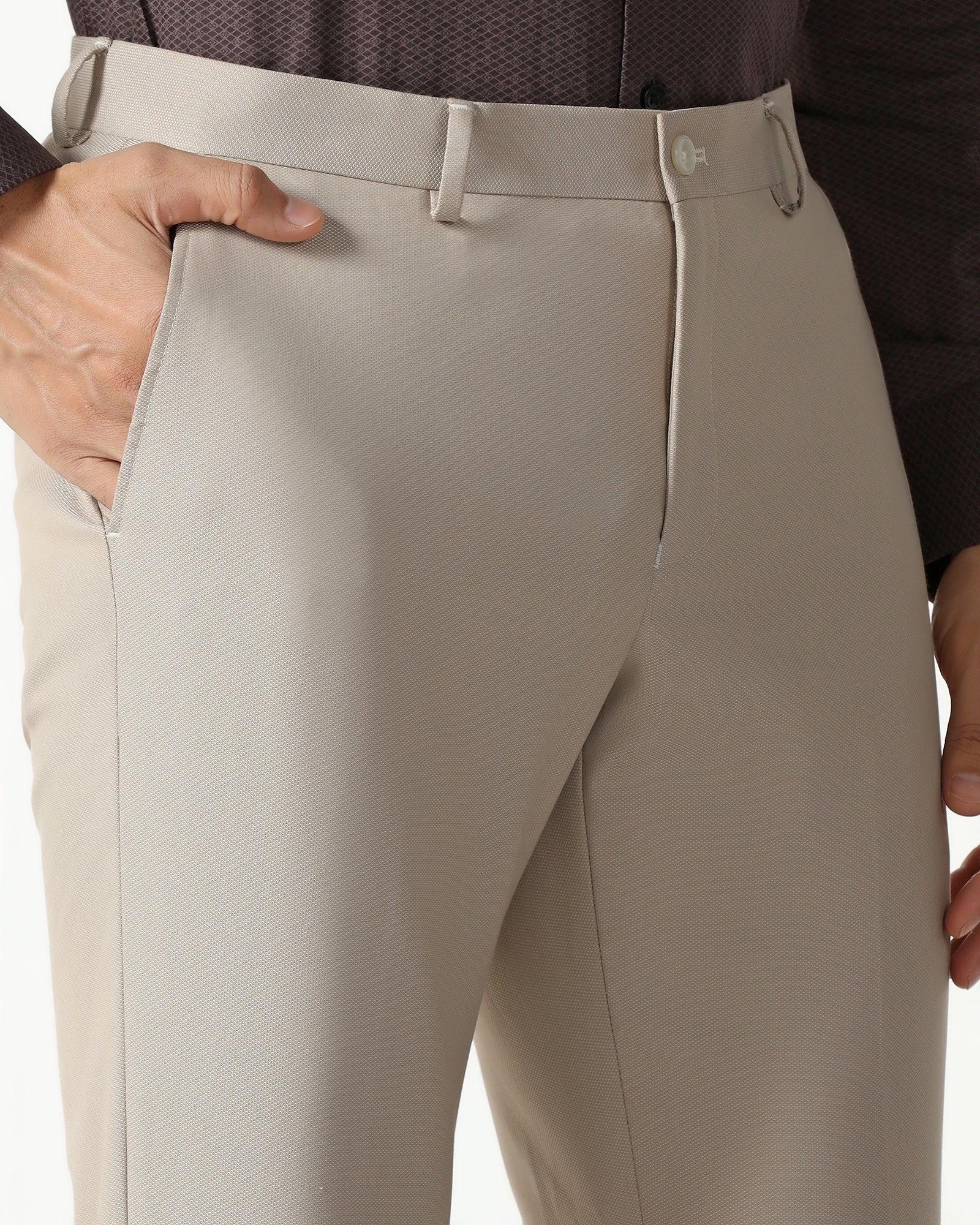 Beige Textured Trouser - Monk