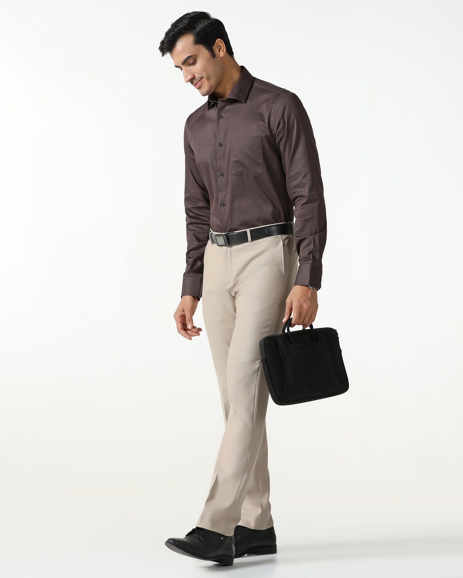 Beige Textured Trouser - Monk