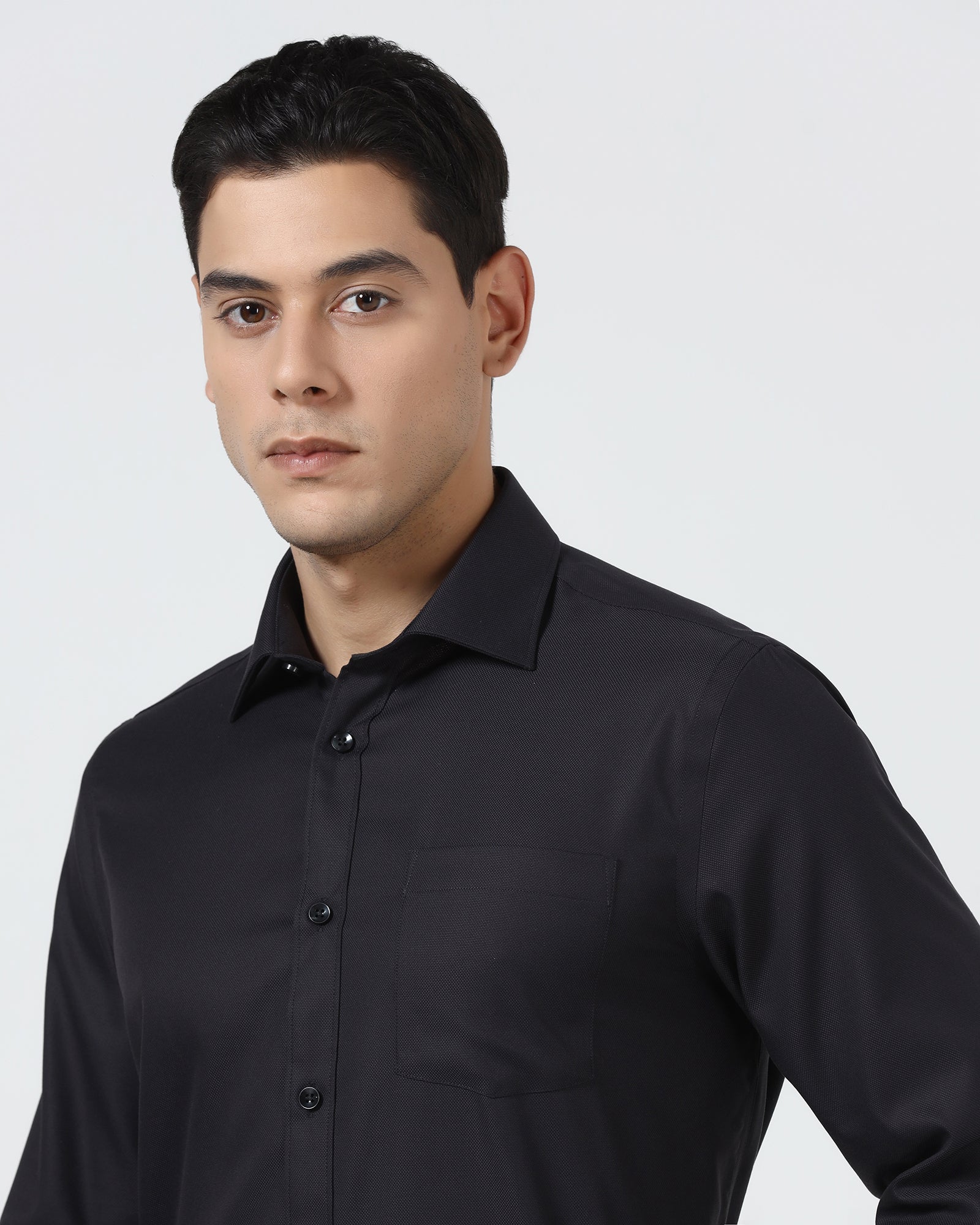 Black Non Iron Textured Shirt - Eliot
