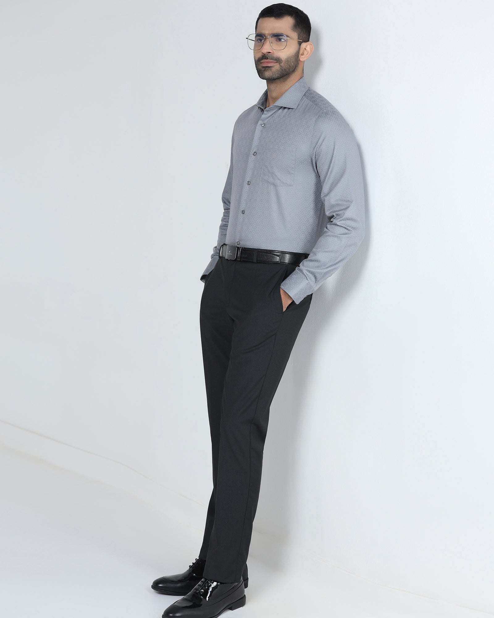 Black Textured Trouser - Bernardo