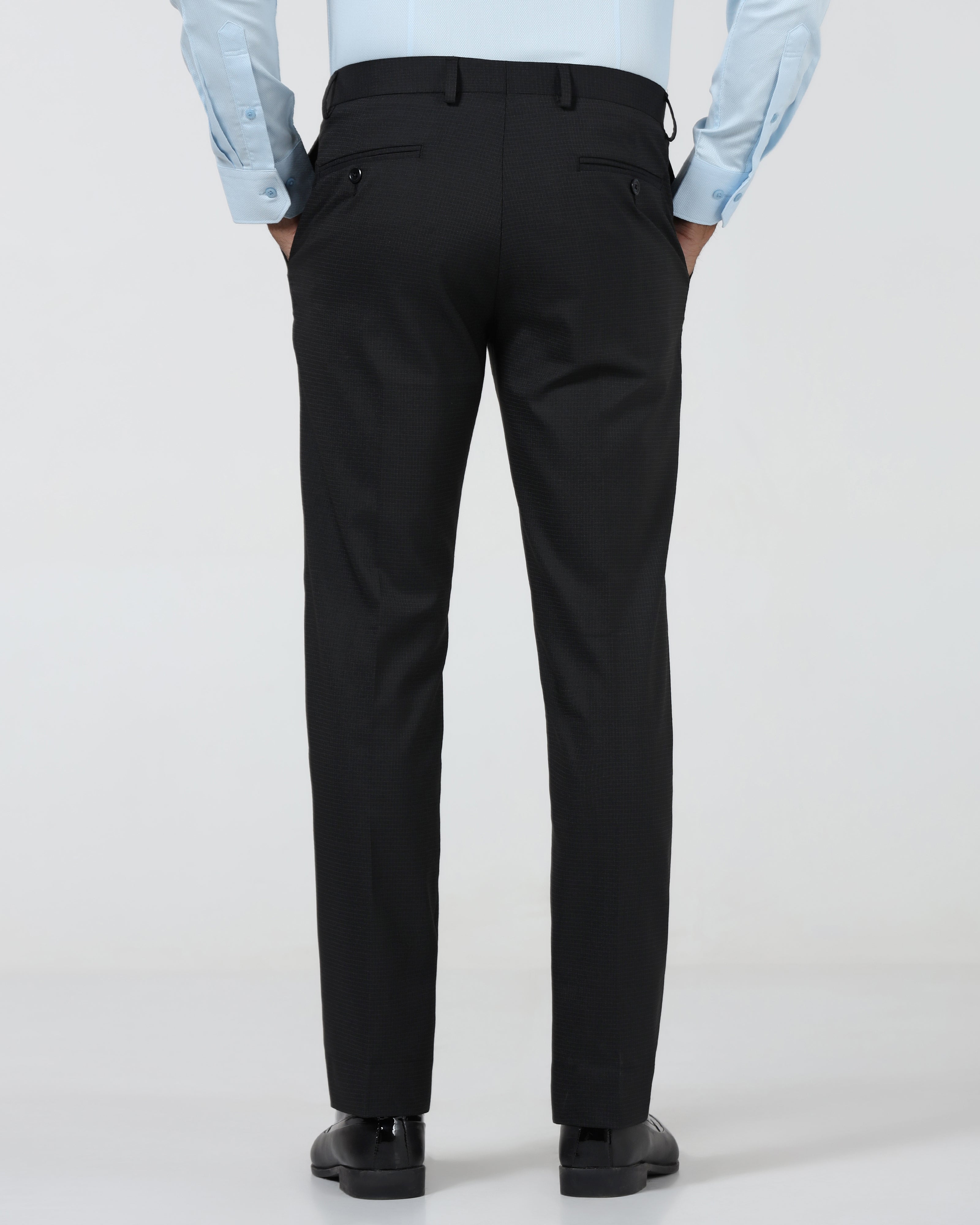Black Check Trouser - Flexi Rich
