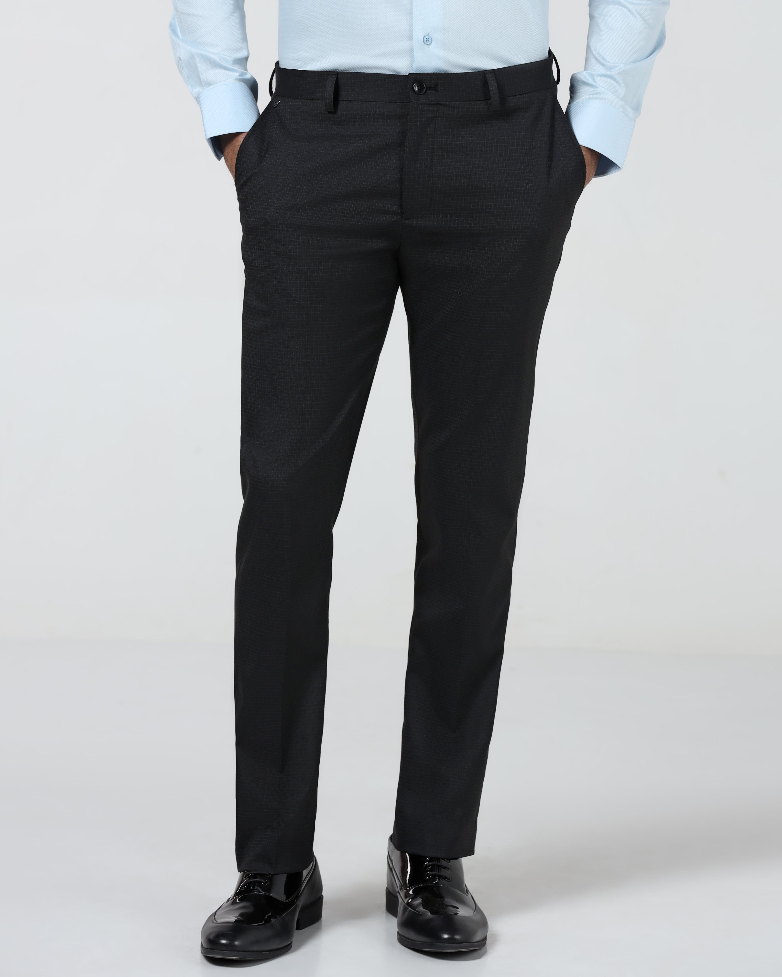 Black Check Trouser - Flexi Rich