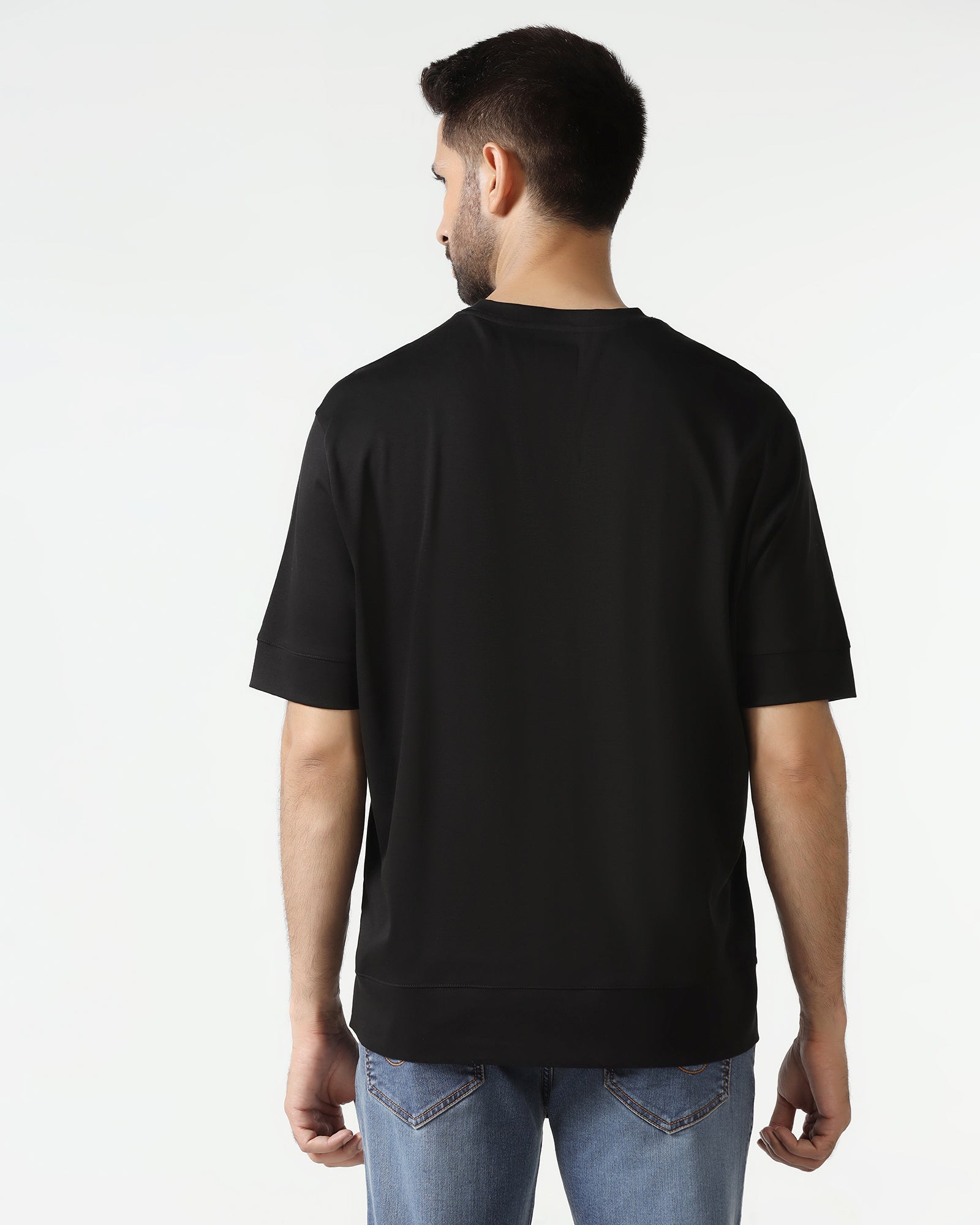 Black Crew Neck Solid T-Shirt - Toss