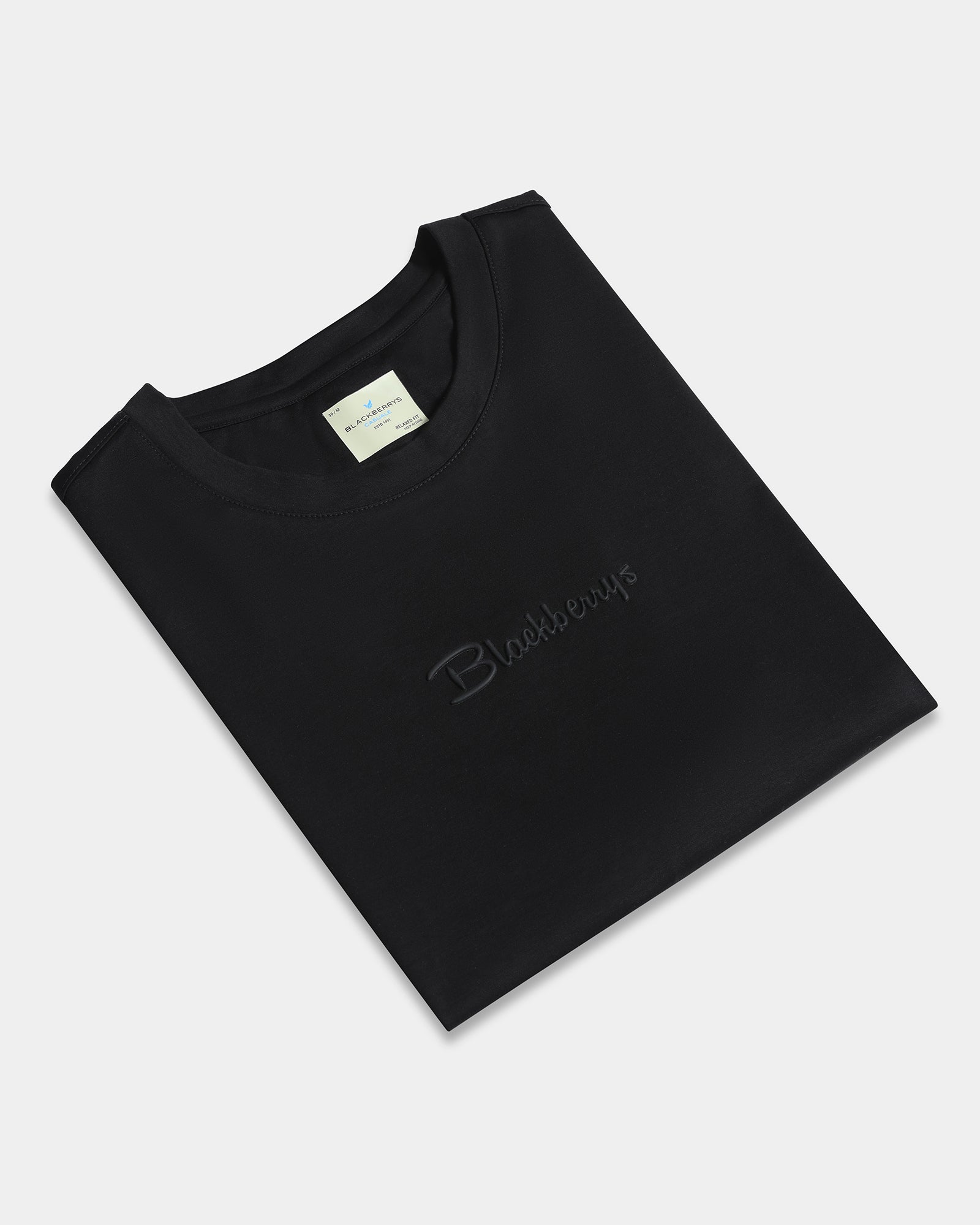 Black Crew Neck Solid T-Shirt - Toss