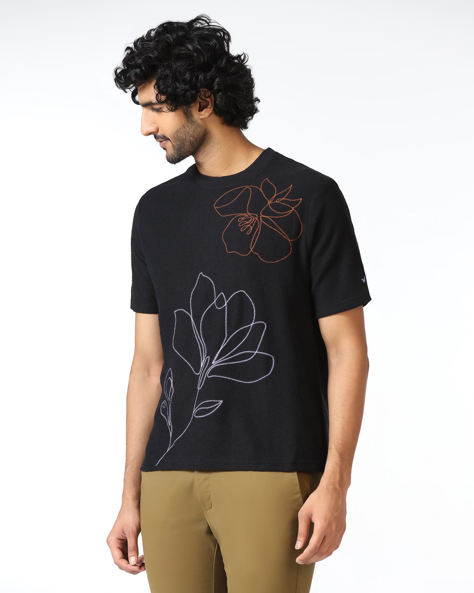 Black Relaxed Fit Printed T-Shirt - Abio