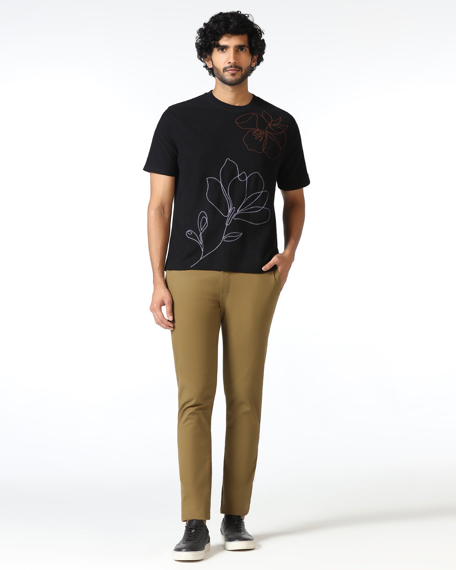 Black Relaxed Fit Printed T-Shirt - Abio