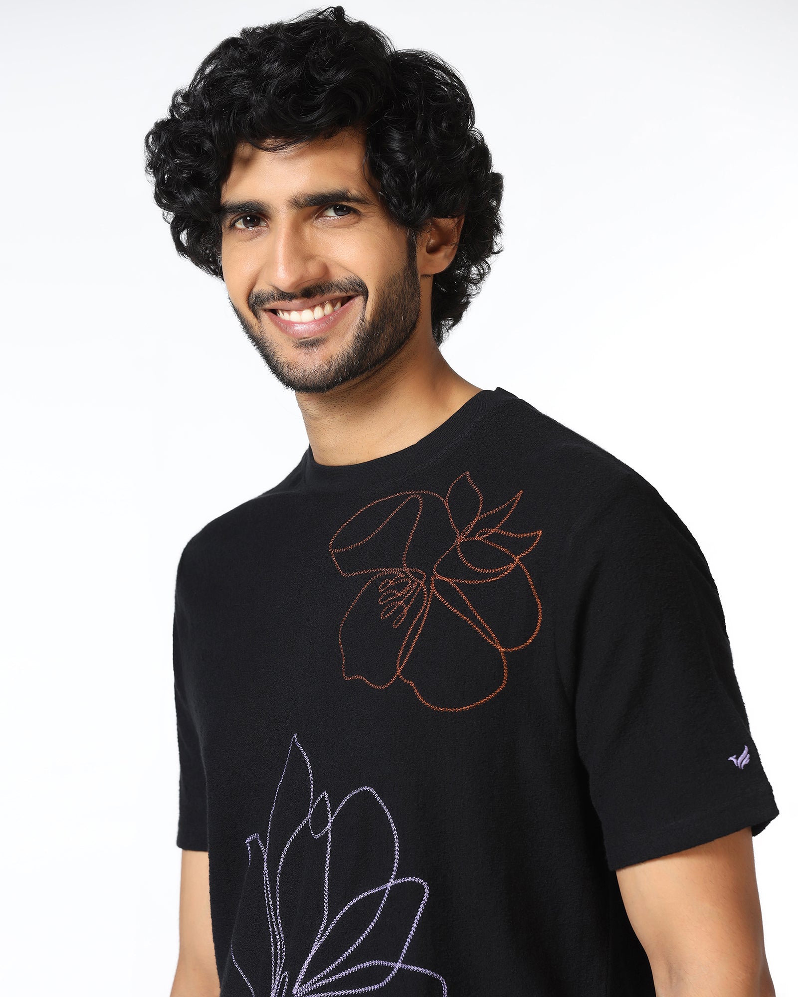 Black Relaxed Fit Printed T-Shirt - Abio