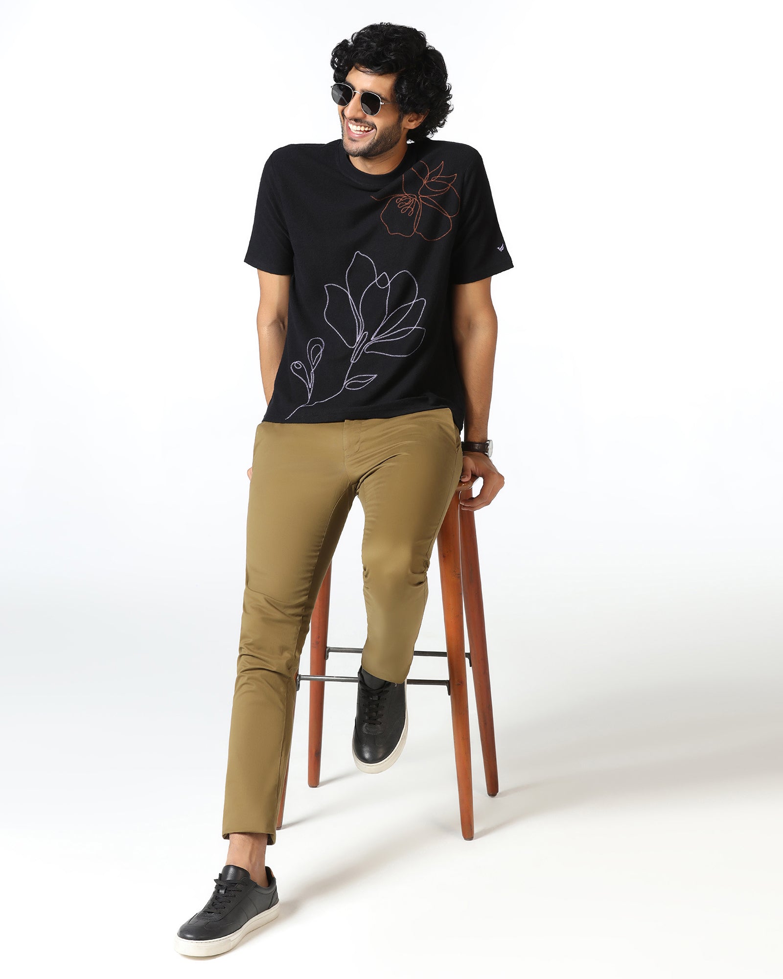 Black Relaxed Fit Printed T-Shirt - Abio