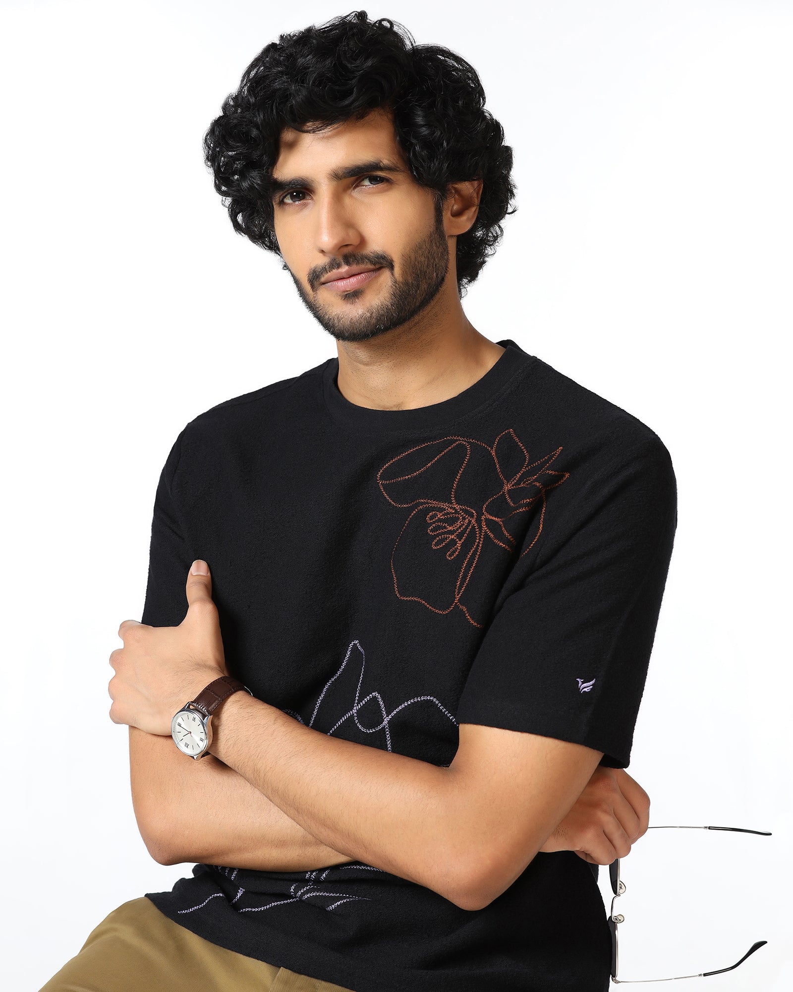 Black Relaxed Fit Printed T-Shirt - Abio