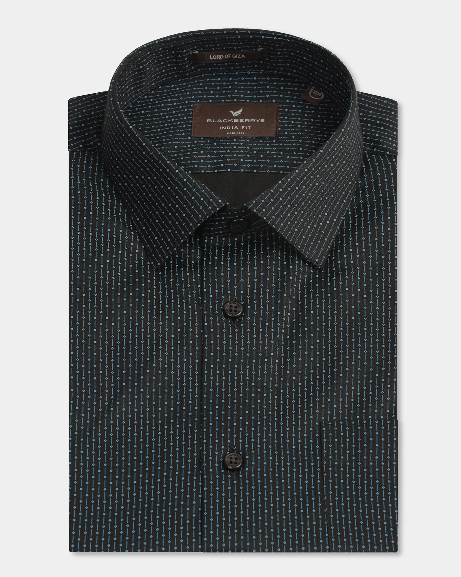 Black Half Sleeve Unwrinkle Printed Shirt - Radiant