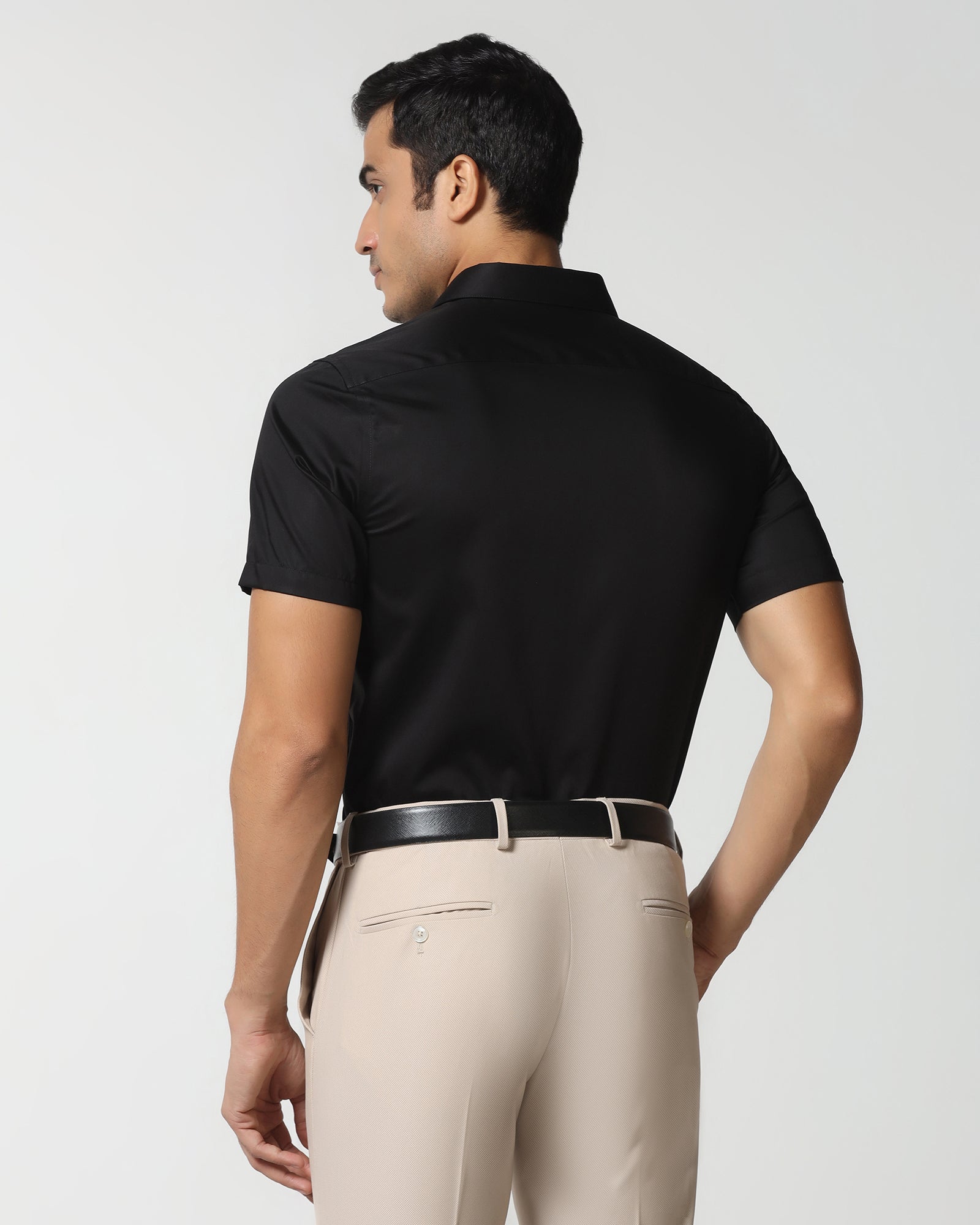 Black Half Sleeve Solid Shirt - Dawn