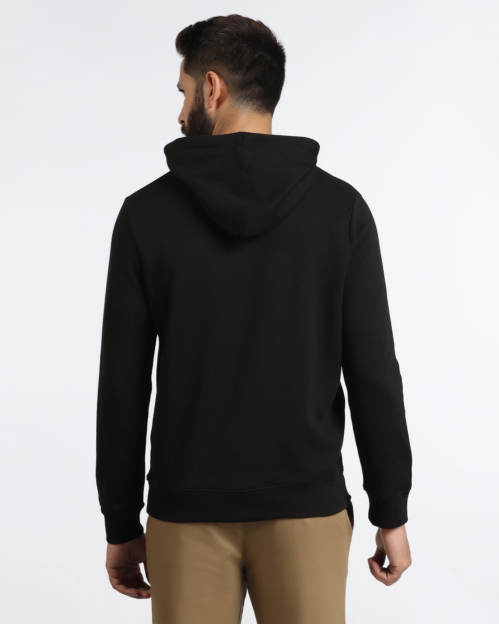 Black Hoodie Solid Sweatshirt - Yen