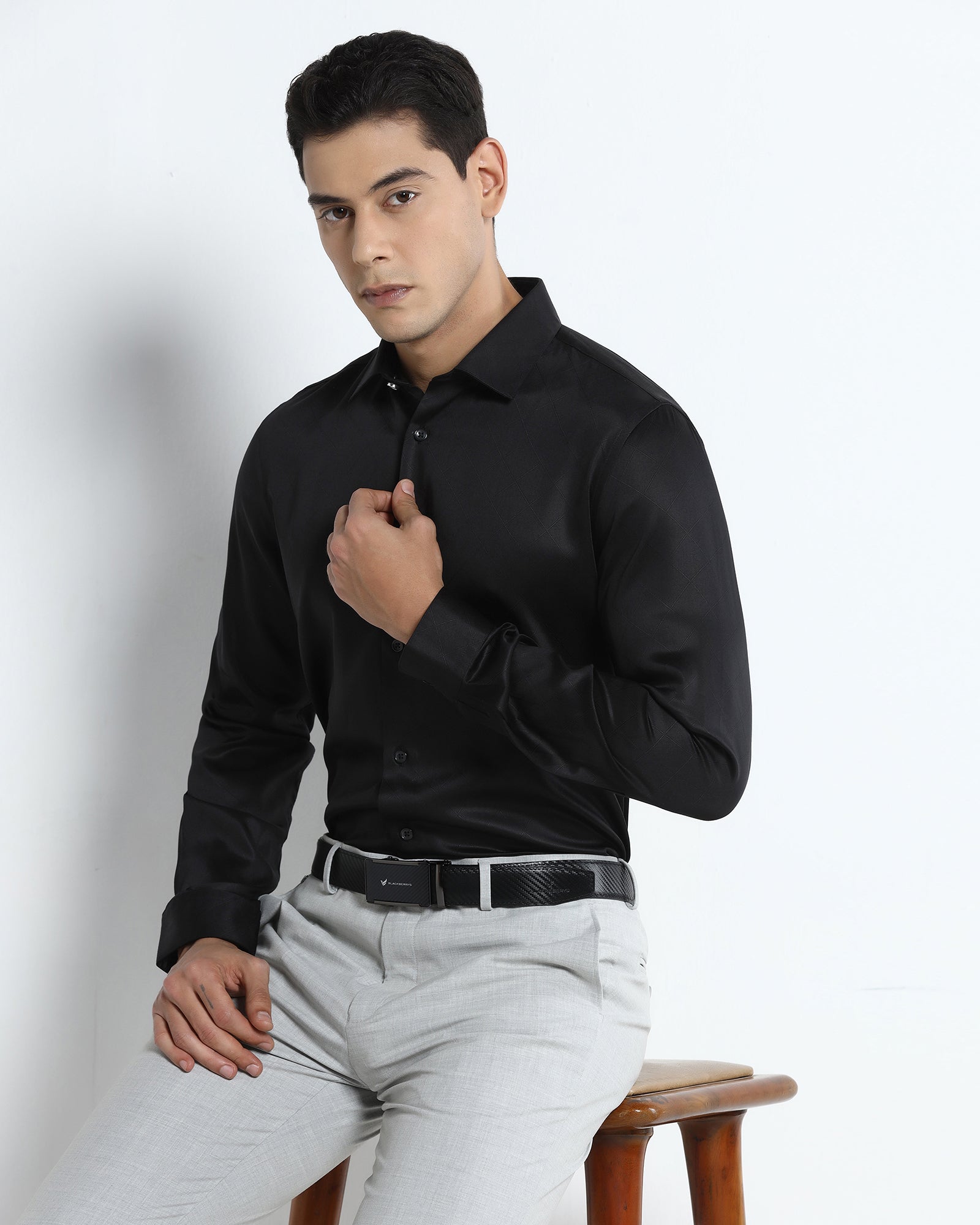Black Jacquard Shirt - Mario