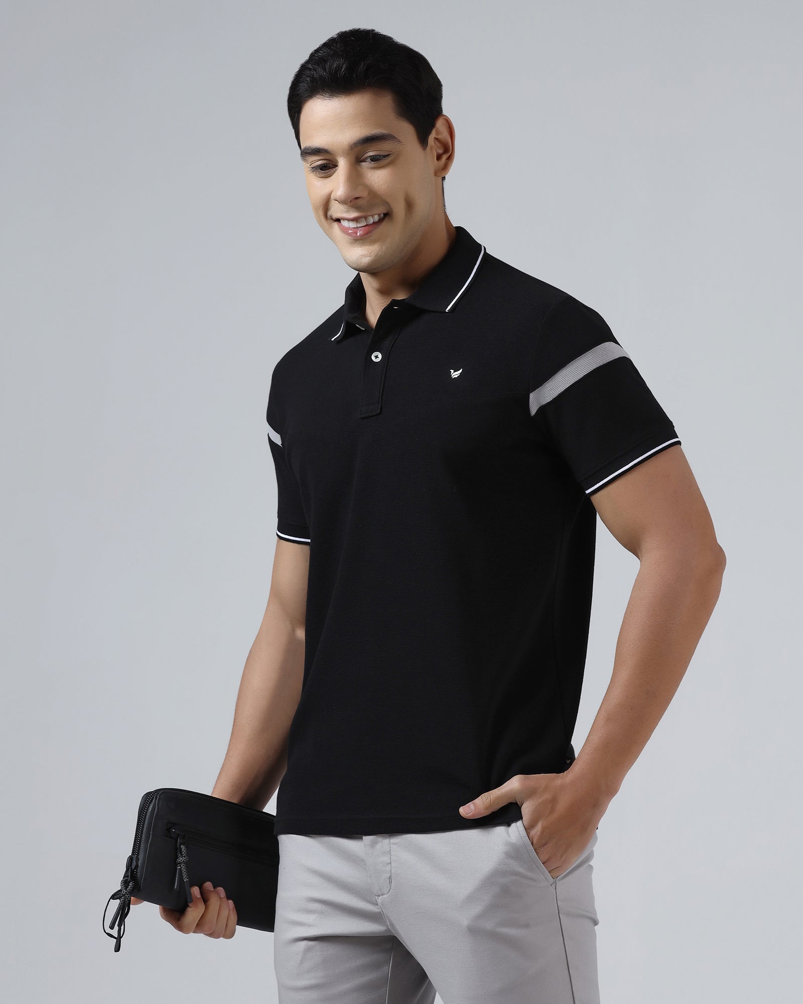 Black Jacquard Polo - Dapper