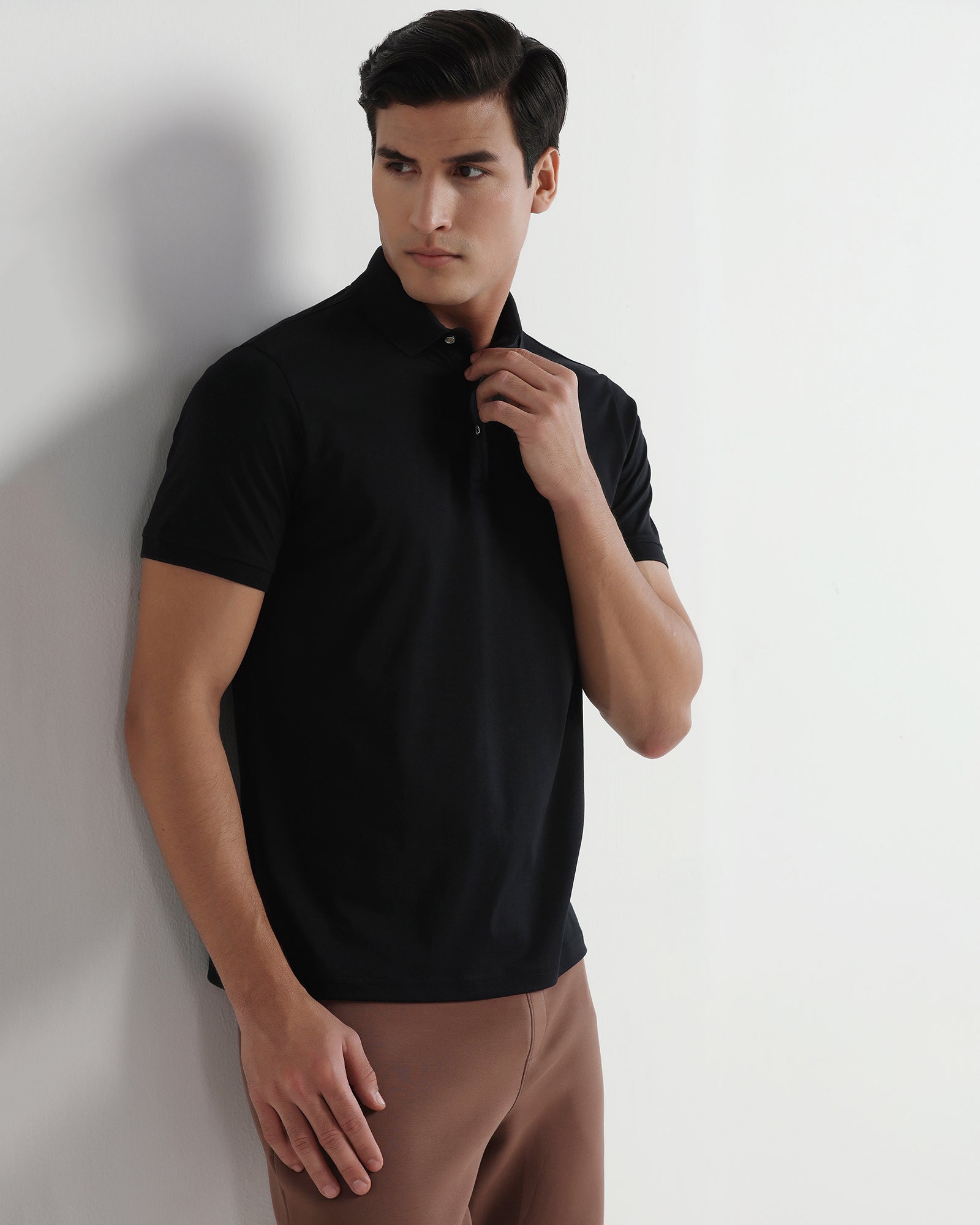 Black Luxe Solid Polo - Toll