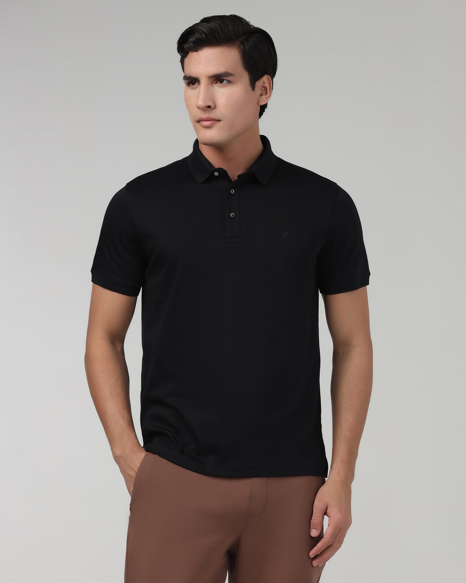 Black Luxe Solid Polo - Toll